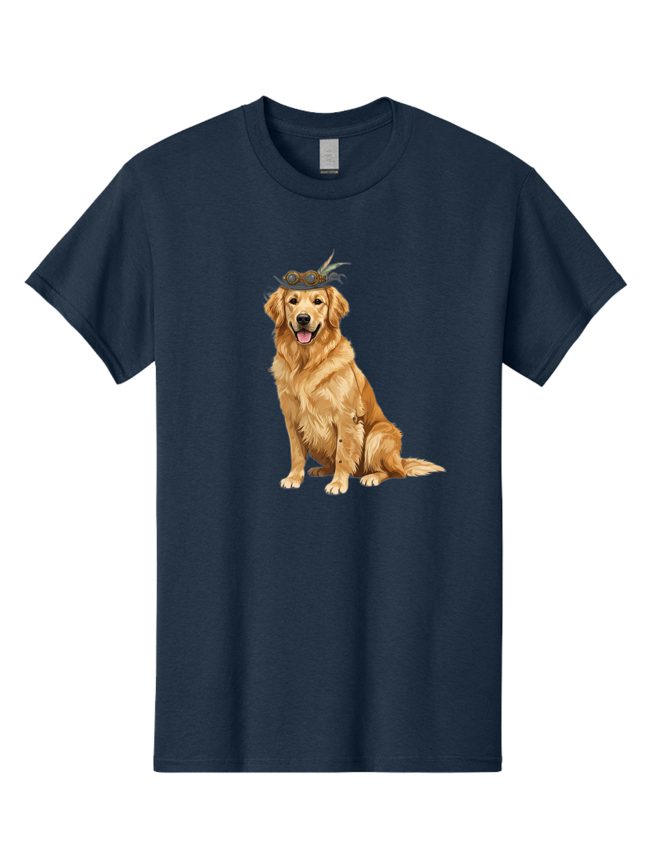 Golden-Retriever-With-Flower-Crown Men'S Graphic Tee, 100% Cotton, Comfortable Casual Summer Wear, Machine Washable, Golden Retriever Wearing Crown, Dog With Accessories, Floral Headpiece, Festive Dog, Pet Portrait, Playful Canine, Bab999