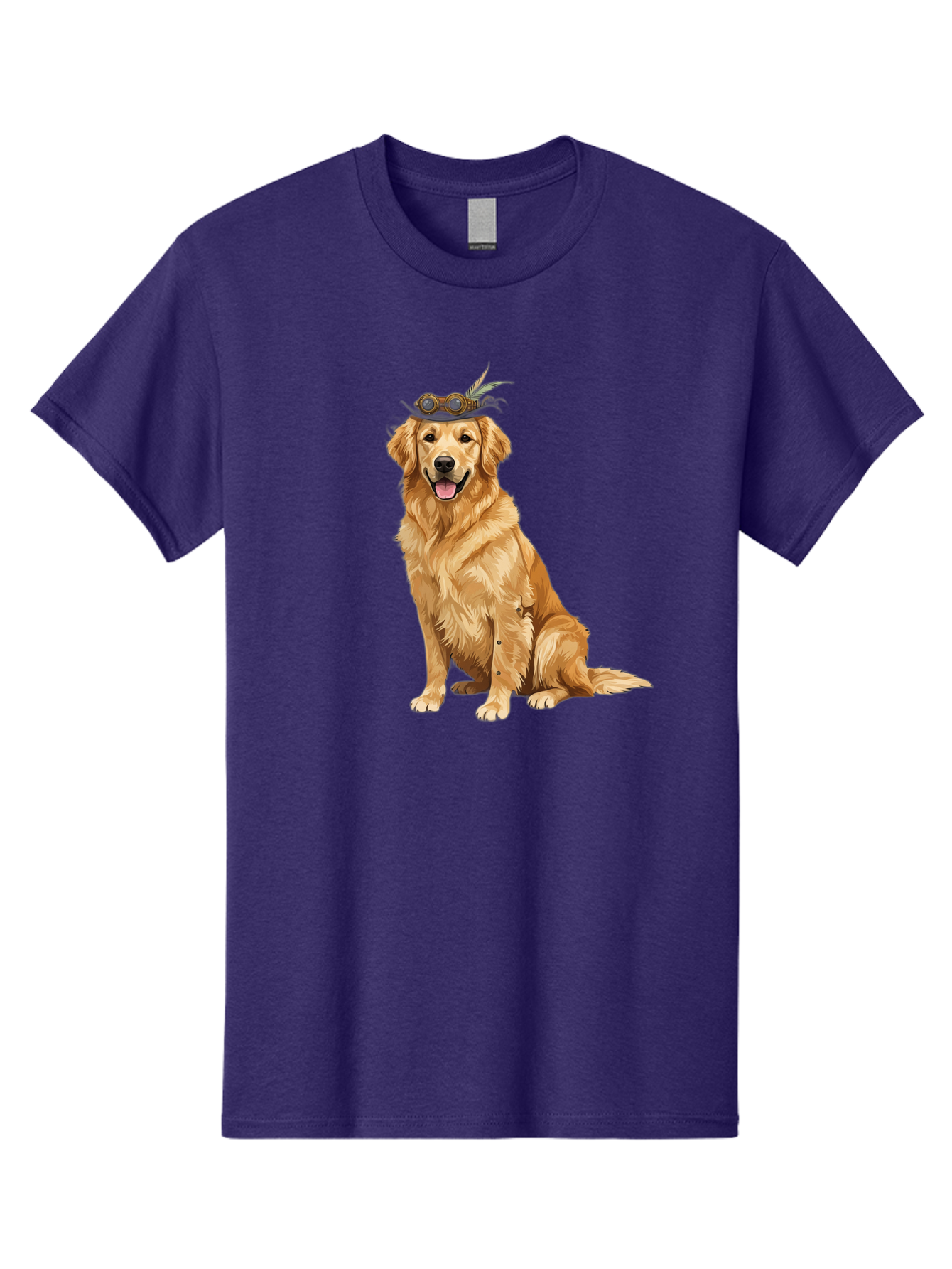 Golden-Retriever-With-Flower-Crown Men'S Graphic Tee, 100% Cotton, Comfortable Casual Summer Wear, Machine Washable, Golden Retriever Wearing Crown, Dog With Accessories, Floral Headpiece, Festive Dog, Pet Portrait, Playful Canine, Bab999