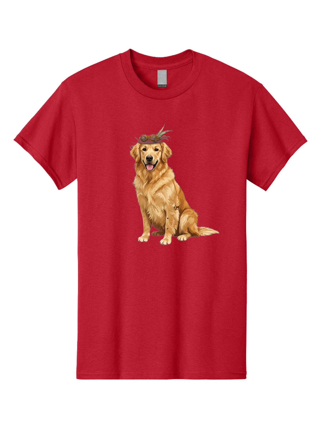 Golden-Retriever-With-Flower-Crown Men'S Graphic Tee, 100% Cotton, Comfortable Casual Summer Wear, Machine Washable, Golden Retriever Wearing Crown, Dog With Accessories, Floral Headpiece, Festive Dog, Pet Portrait, Playful Canine, Bab999