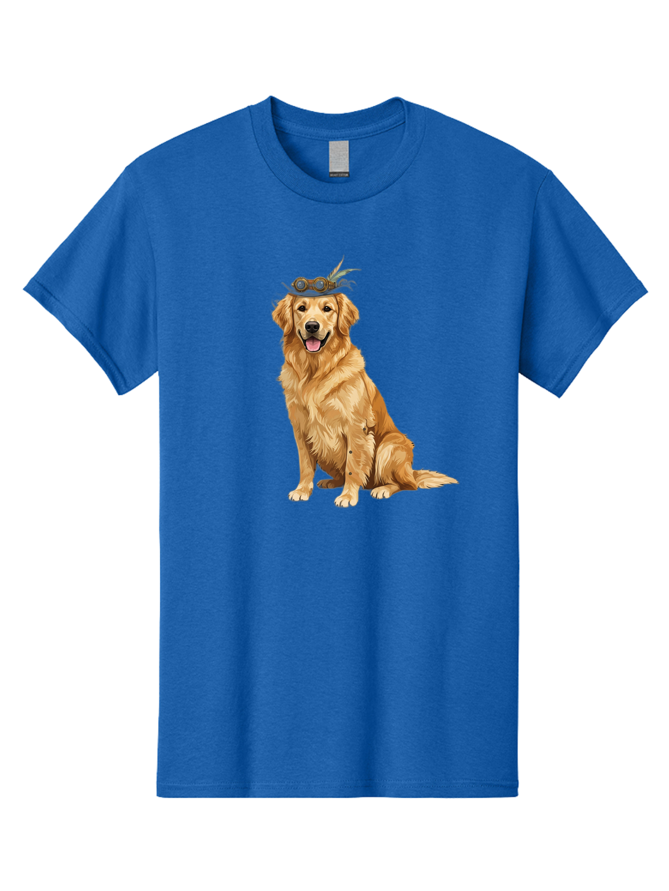 Golden-Retriever-With-Flower-Crown Men'S Graphic Tee, 100% Cotton, Comfortable Casual Summer Wear, Machine Washable, Golden Retriever Wearing Crown, Dog With Accessories, Floral Headpiece, Festive Dog, Pet Portrait, Playful Canine, Bab999