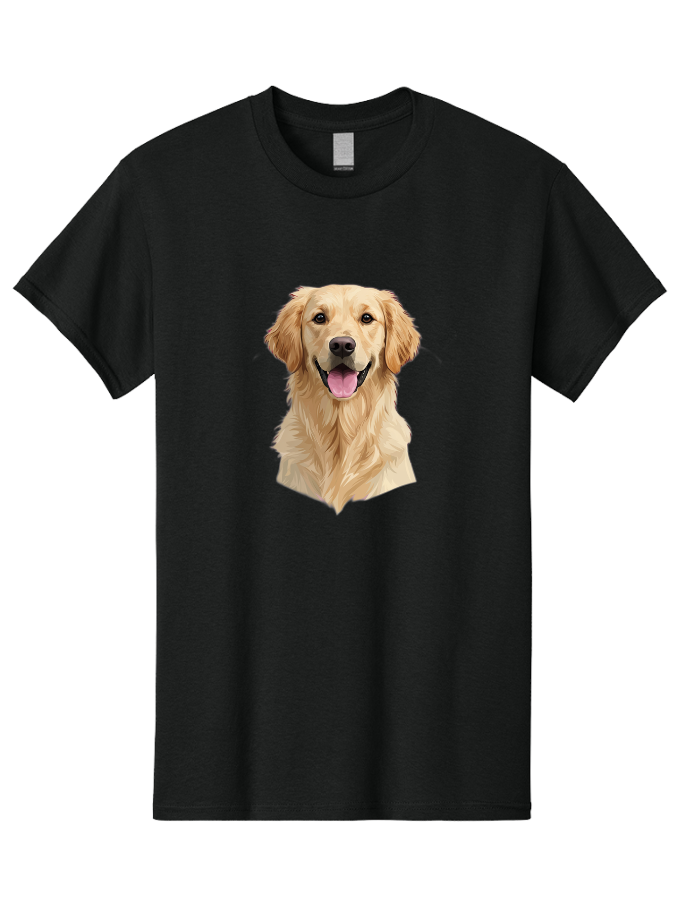 Golden-Retriever Men'S Graphic Tee, 100% Cotton, Comfortable Casual Summer Wear, Machine Washable, Happy Golden Retriever, Friendly Dog, Smiling Pet, Playful Animal, Cute Canine, Dog Portrait, Retriever Illustration Bac007