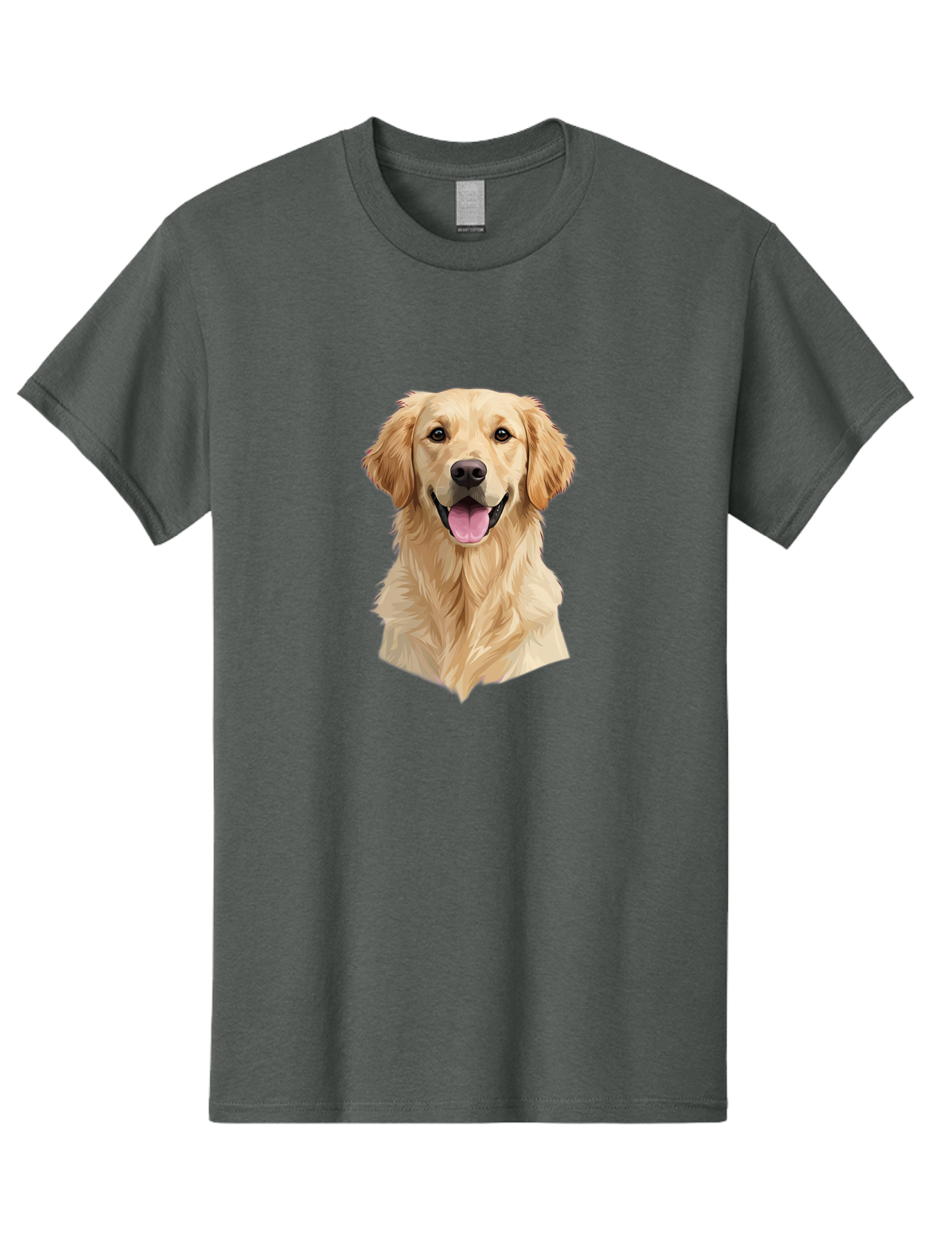 Golden-Retriever Men'S Graphic Tee, 100% Cotton, Comfortable Casual Summer Wear, Machine Washable, Happy Golden Retriever, Friendly Dog, Smiling Pet, Playful Animal, Cute Canine, Dog Portrait, Retriever Illustration Bac007