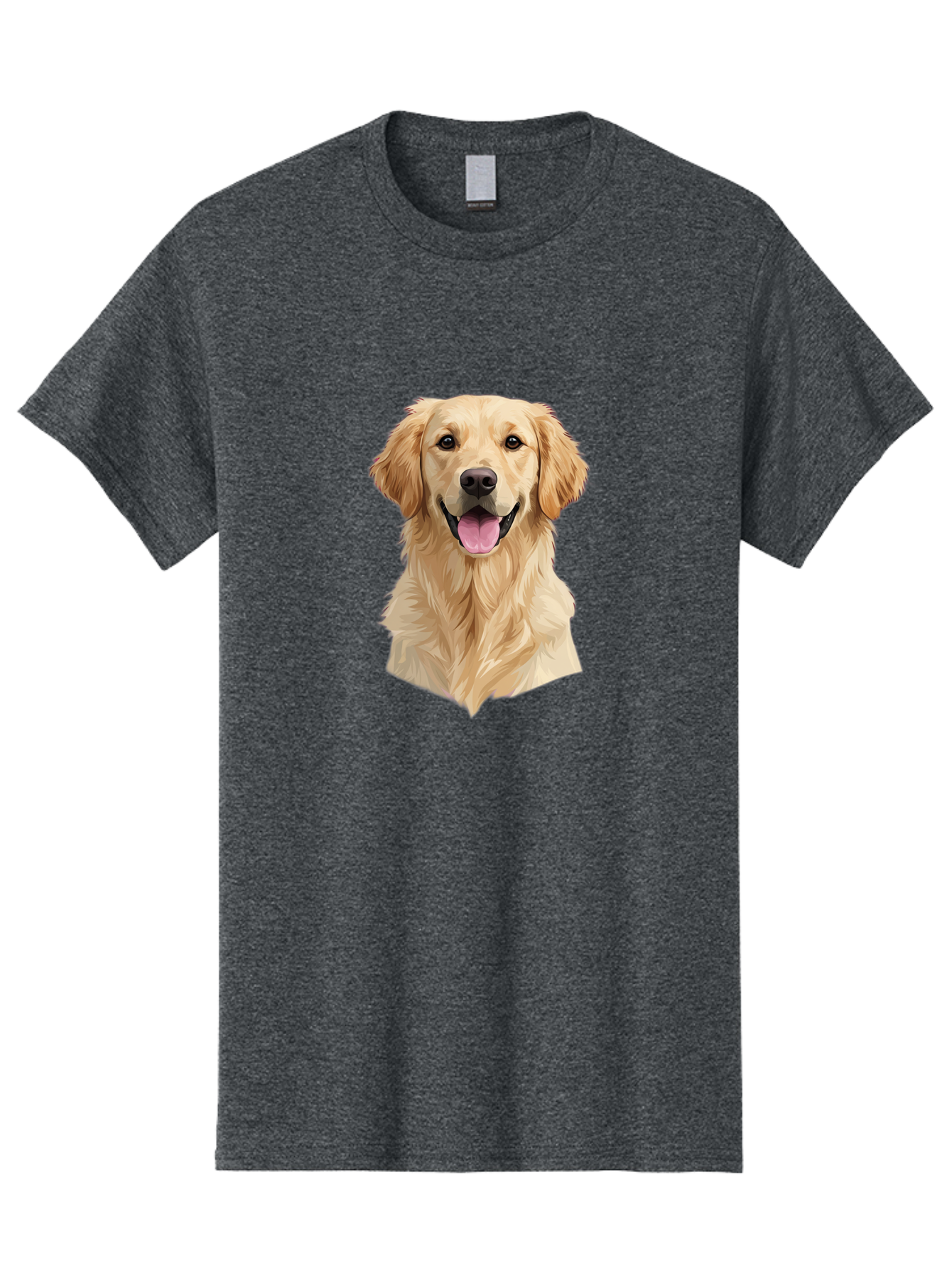 Golden-Retriever Men'S Graphic Tee, 100% Cotton, Comfortable Casual Summer Wear, Machine Washable, Happy Golden Retriever, Friendly Dog, Smiling Pet, Playful Animal, Cute Canine, Dog Portrait, Retriever Illustration Bac007