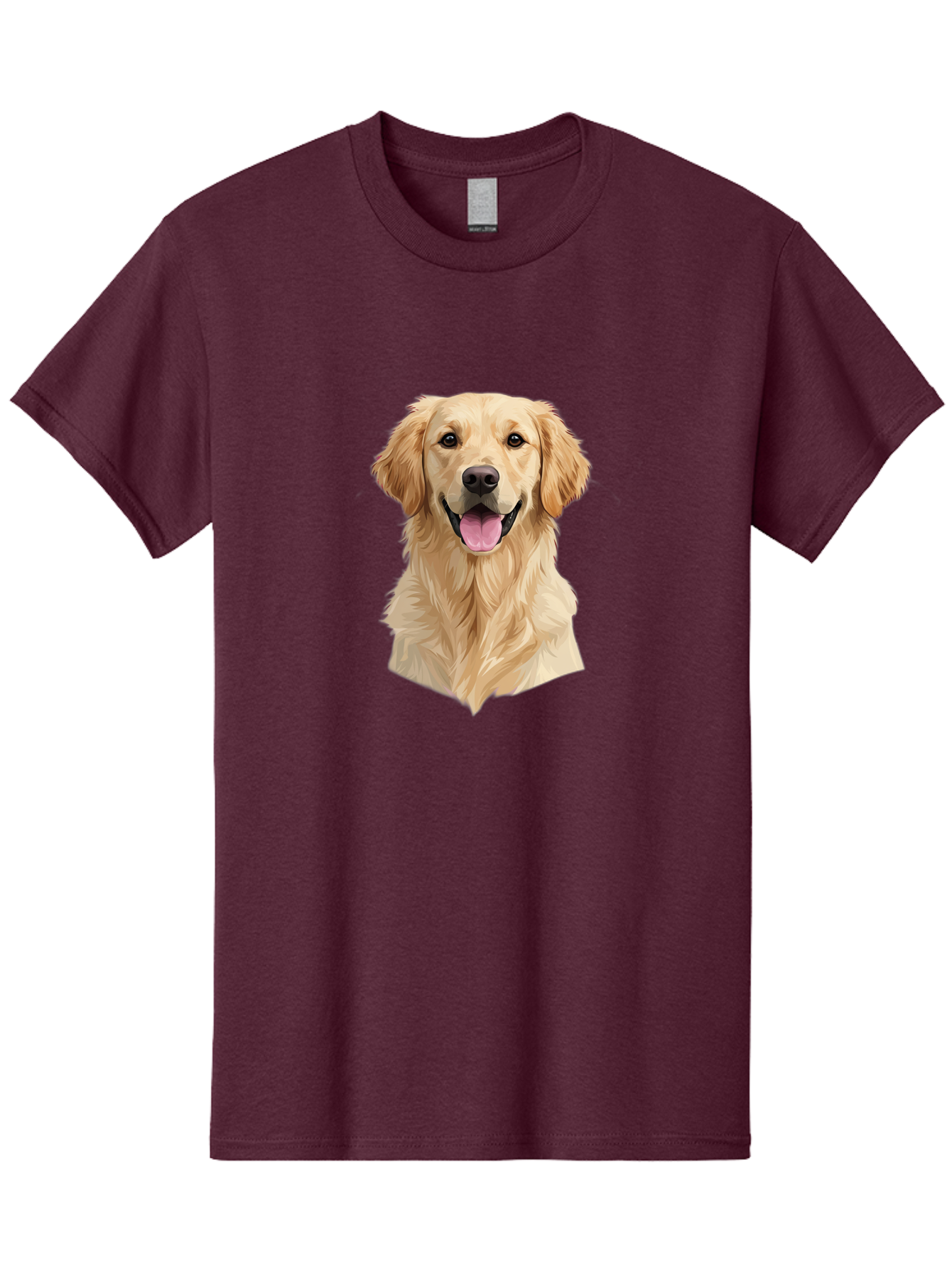 Golden-Retriever Men'S Graphic Tee, 100% Cotton, Comfortable Casual Summer Wear, Machine Washable, Happy Golden Retriever, Friendly Dog, Smiling Pet, Playful Animal, Cute Canine, Dog Portrait, Retriever Illustration Bac007