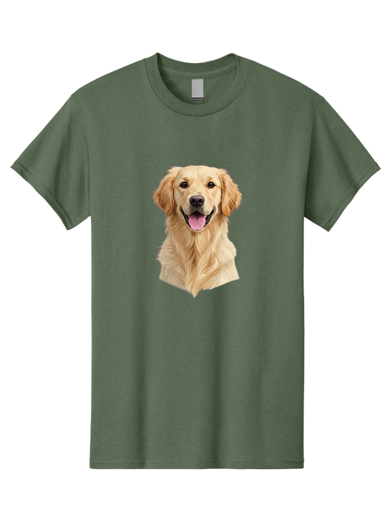 Golden-Retriever Men'S Graphic Tee, 100% Cotton, Comfortable Casual Summer Wear, Machine Washable, Happy Golden Retriever, Friendly Dog, Smiling Pet, Playful Animal, Cute Canine, Dog Portrait, Retriever Illustration Bac007