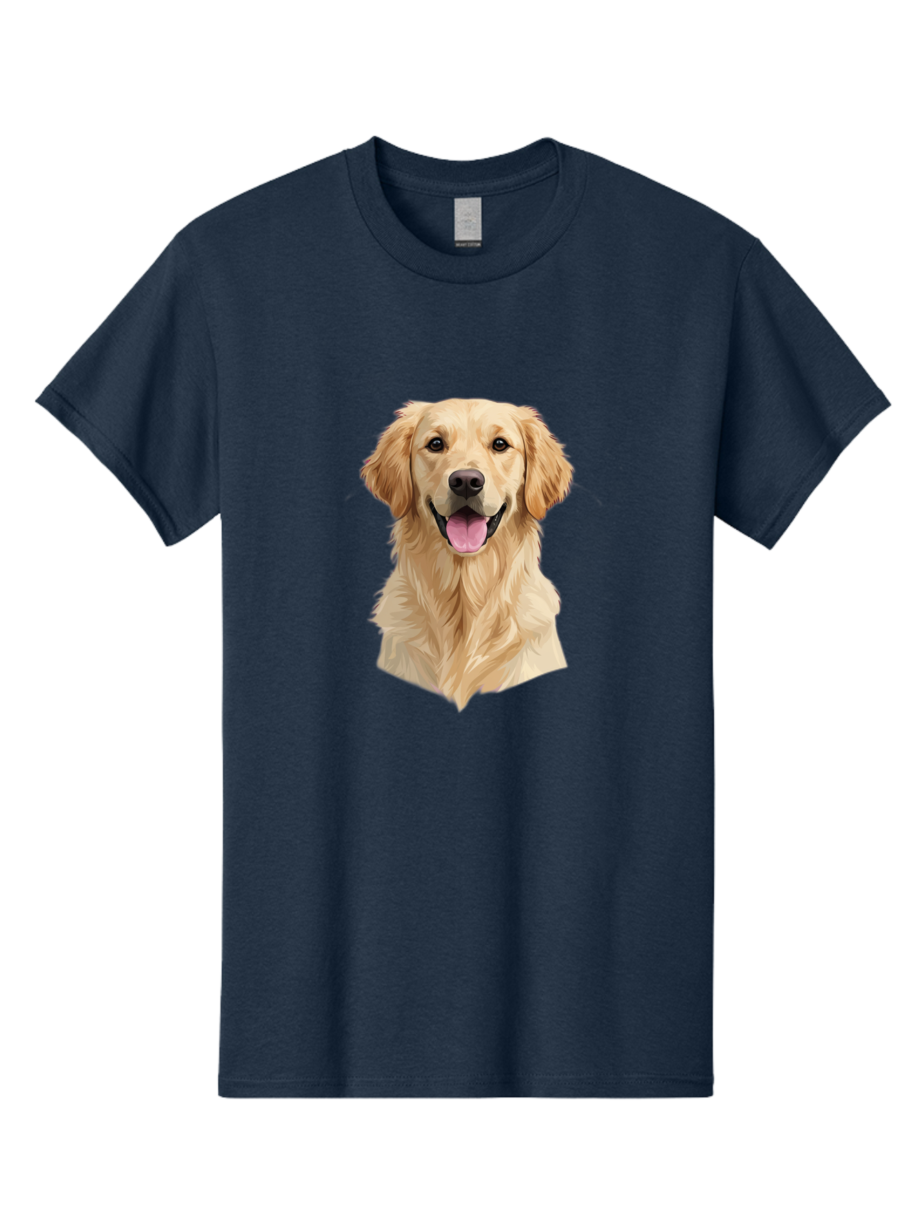 Golden-Retriever Men'S Graphic Tee, 100% Cotton, Comfortable Casual Summer Wear, Machine Washable, Happy Golden Retriever, Friendly Dog, Smiling Pet, Playful Animal, Cute Canine, Dog Portrait, Retriever Illustration Bac007