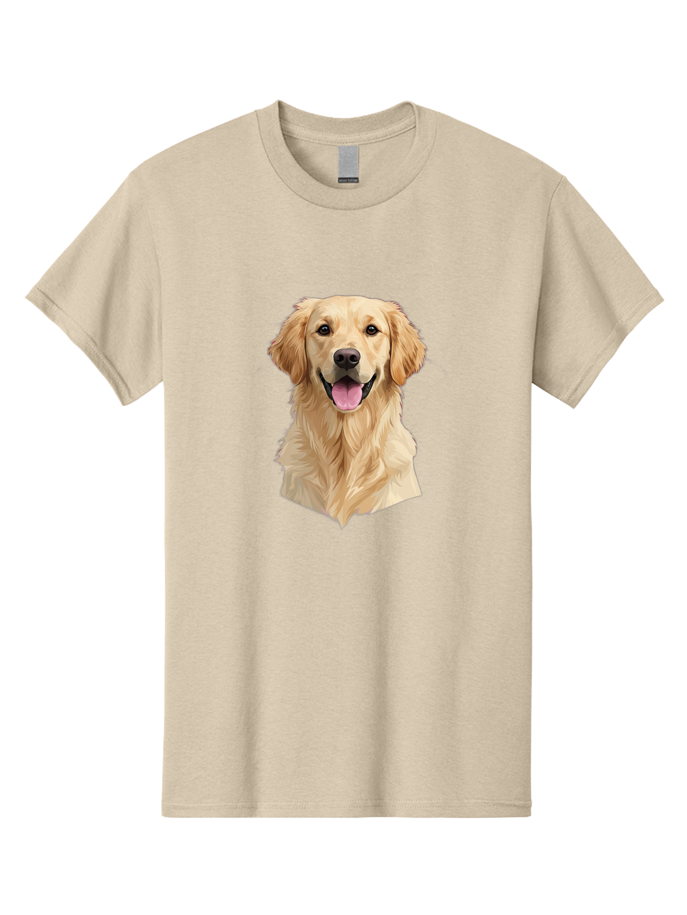 Golden-Retriever Men'S Graphic Tee, 100% Cotton, Comfortable Casual Summer Wear, Machine Washable, Happy Golden Retriever, Friendly Dog, Smiling Pet, Playful Animal, Cute Canine, Dog Portrait, Retriever Illustration Bac007
