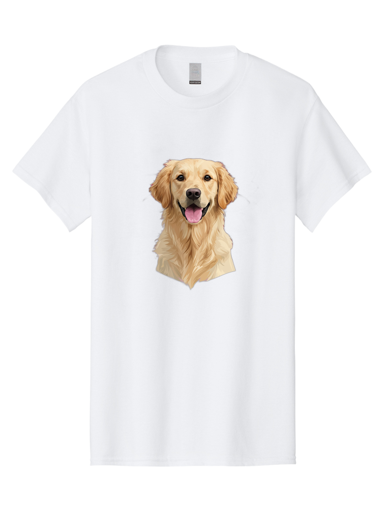 Golden-Retriever Men'S Graphic Tee, 100% Cotton, Comfortable Casual Summer Wear, Machine Washable, Happy Golden Retriever, Friendly Dog, Smiling Pet, Playful Animal, Cute Canine, Dog Portrait, Retriever Illustration Bac007