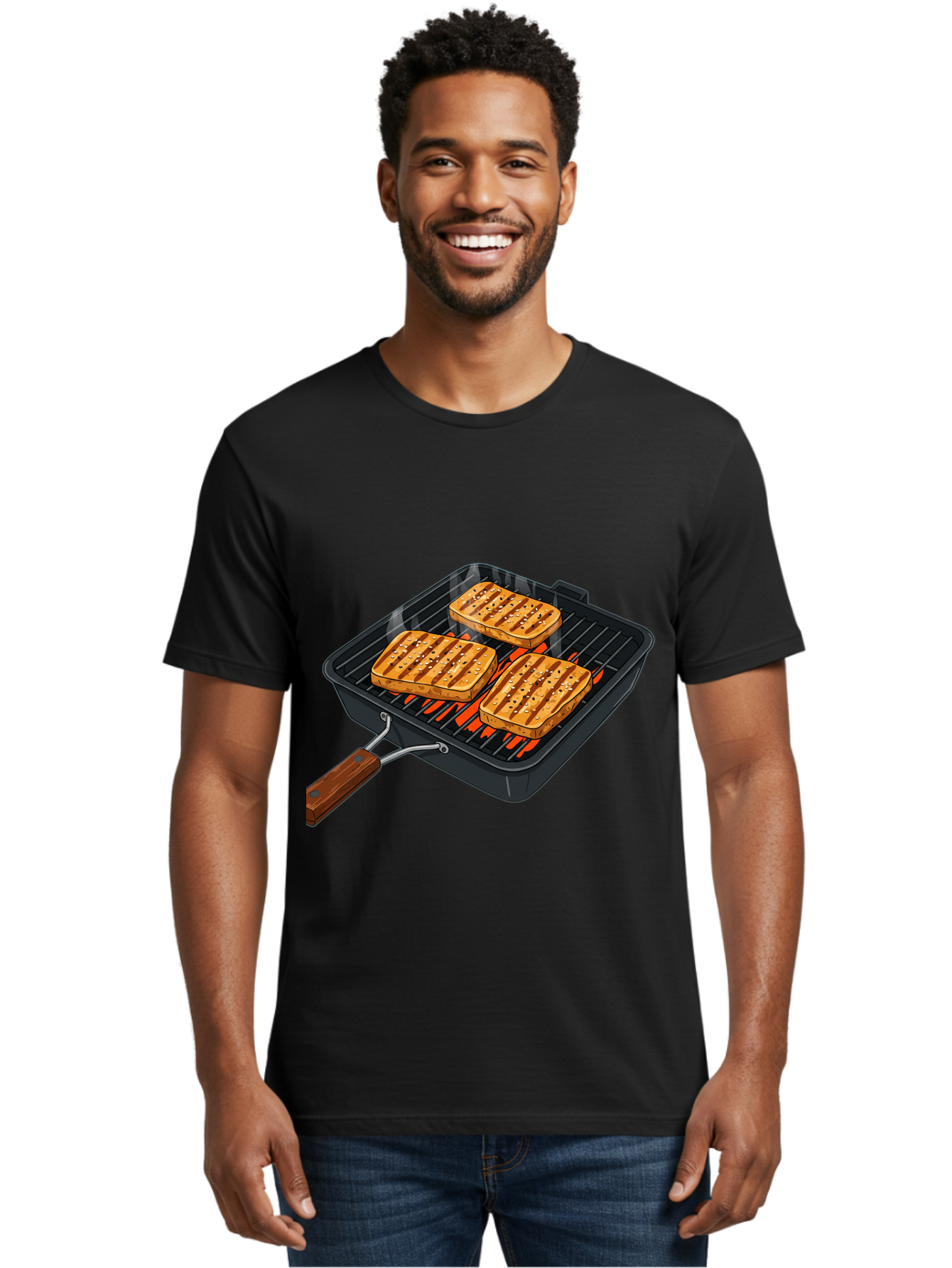 Grilled-Cheese-Sandwich Men'S Graphic Tee, 100% Cotton, Comfortable Casual Summer Wear, Machine Washable, Grilled Sandwiches, Toasted Bread, Barbecue Grill, Cooking Outdoors, Grilled Marks, Flame Grilled Food, Summer Cooking, Outdoor Cooking, Bac014