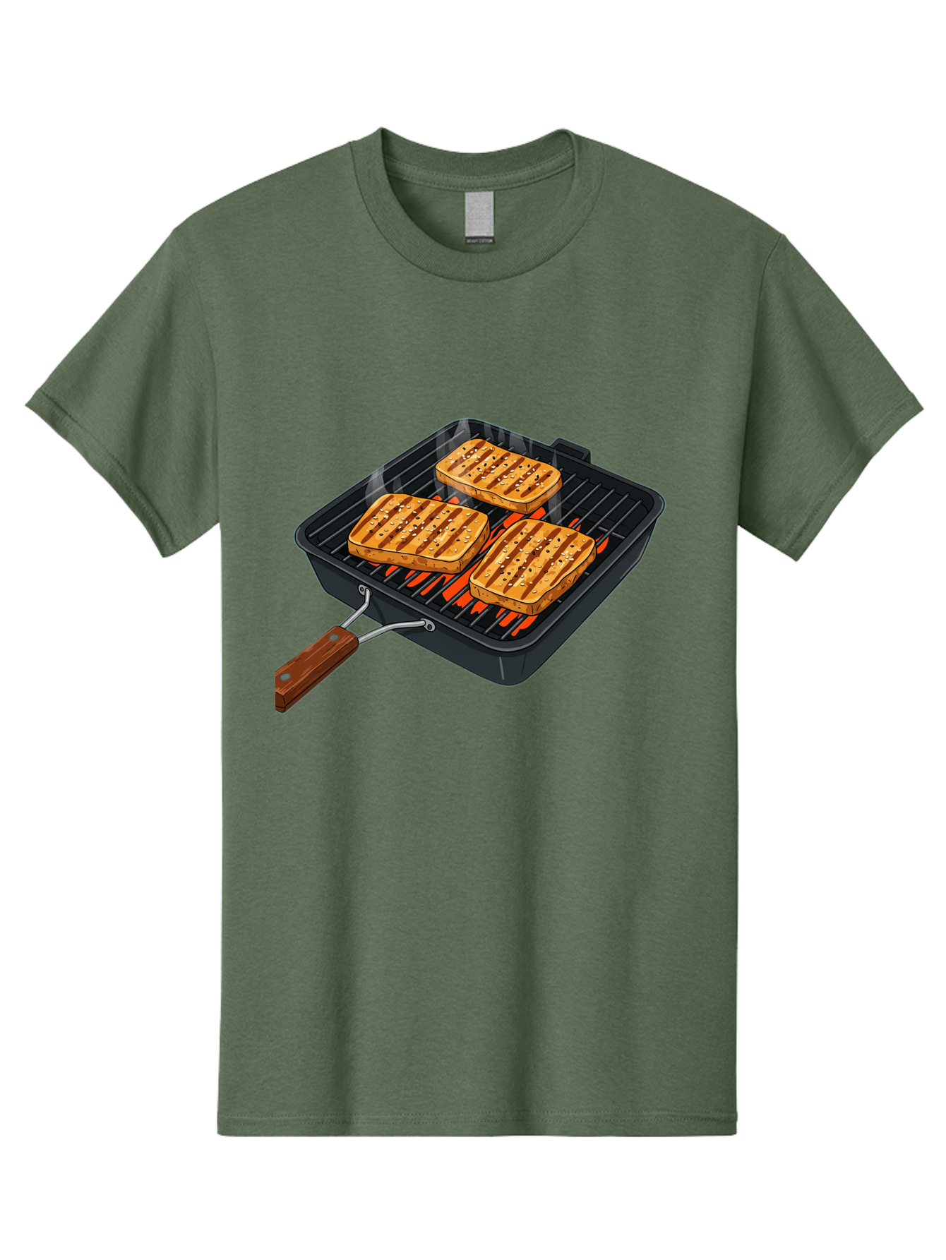 Grilled-Cheese-Sandwich Men'S Graphic Tee, 100% Cotton, Comfortable Casual Summer Wear, Machine Washable, Grilled Sandwiches, Toasted Bread, Barbecue Grill, Cooking Outdoors, Grilled Marks, Flame Grilled Food, Summer Cooking, Outdoor Cooking, Bac014