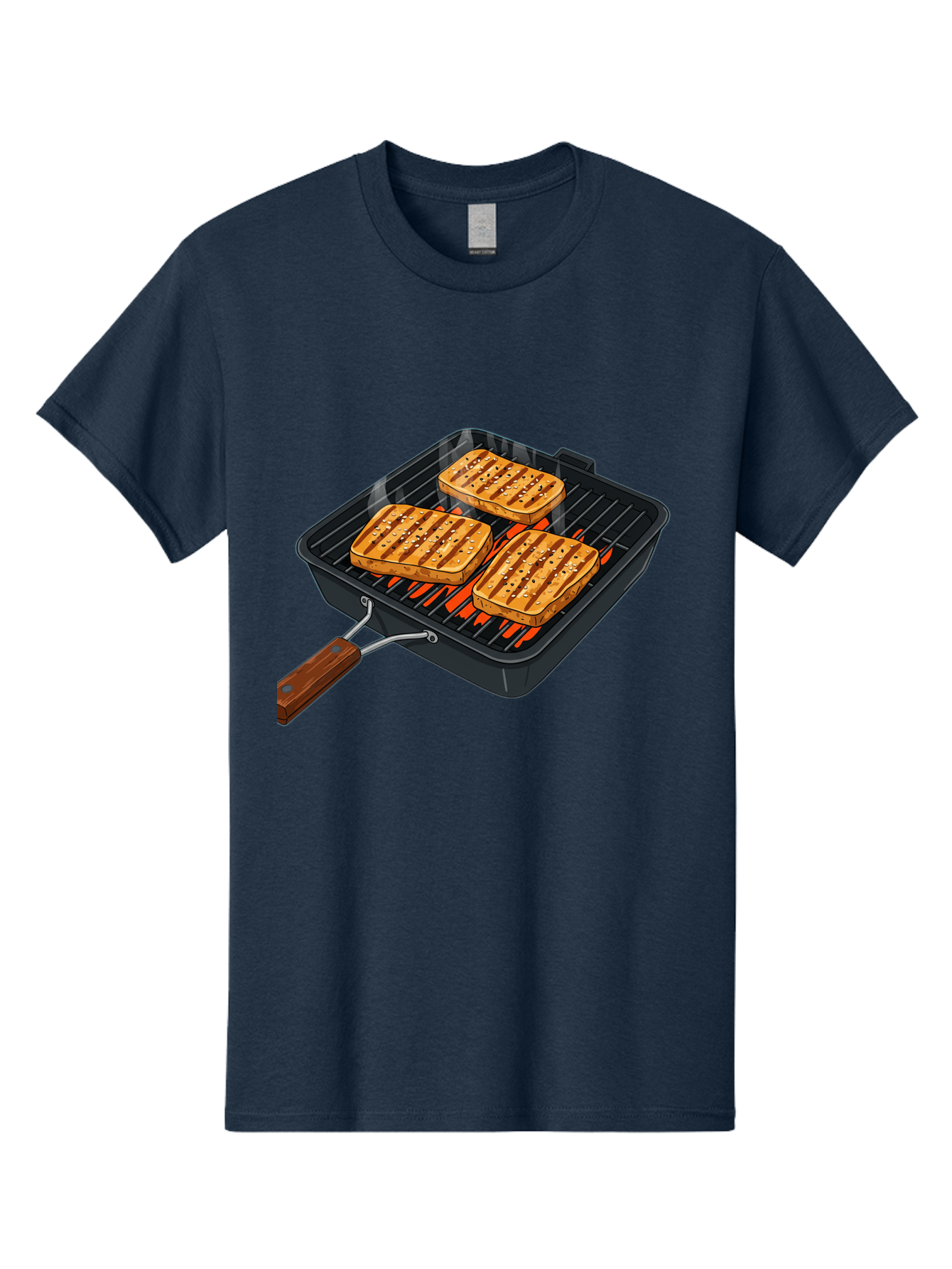 Grilled-Cheese-Sandwich Men'S Graphic Tee, 100% Cotton, Comfortable Casual Summer Wear, Machine Washable, Grilled Sandwiches, Toasted Bread, Barbecue Grill, Cooking Outdoors, Grilled Marks, Flame Grilled Food, Summer Cooking, Outdoor Cooking, Bac014