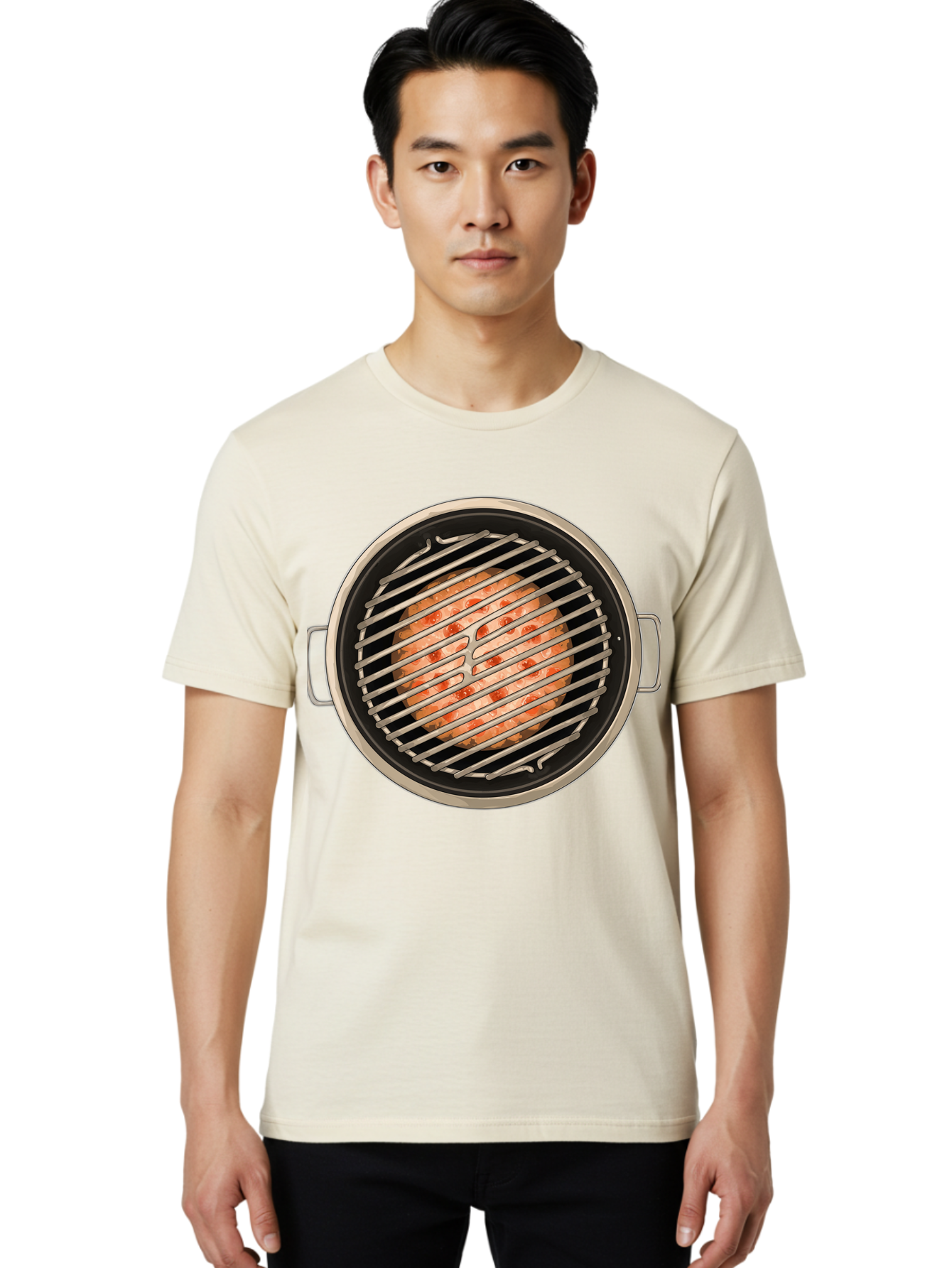 Grilled-Salmon Men'S Graphic Tee, 100% Cotton, Comfortable Casual Summer Wear, Machine Washable, Grilled Chicken, Chicken Breast, Cooking, Barbecue, Grilling, Meat, Kitchen, Food, Cooking Technique, Grill Marks, Culinary Art Bac015
