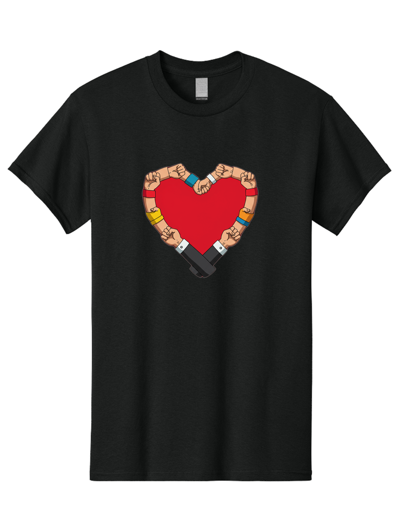 Hands-Forming-Heart-1 Men'S Graphic Tee, 100% Cotton, Comfortable Casual Summer Wear, Machine Washable, Hands Holding Heart, Unity, Solidarity, Social Justice, Human Rights, Love, Community, Togetherness, Diversity, Activism, Empowerment Bac022