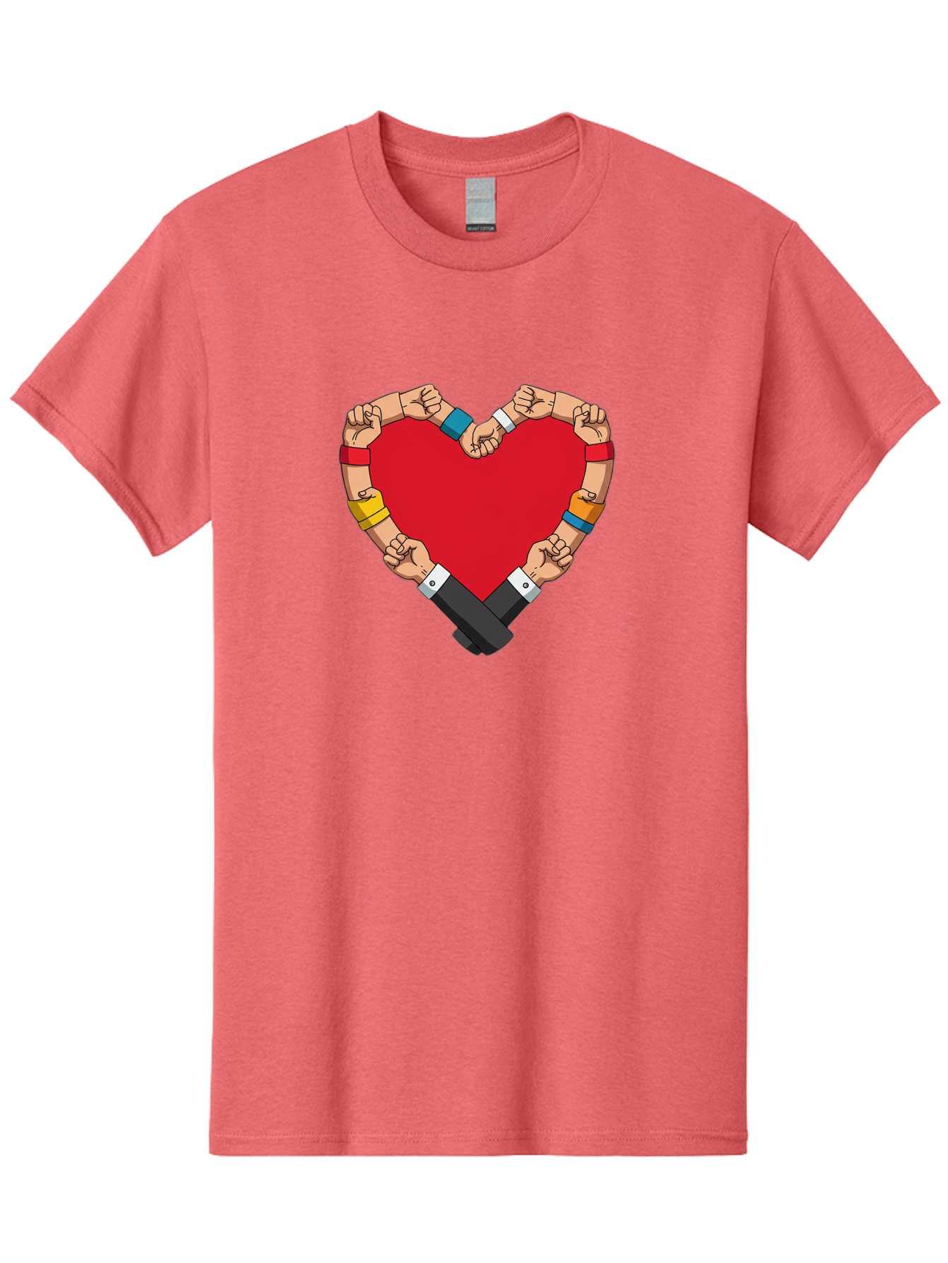 Hands-Forming-Heart-1 Men'S Graphic Tee, 100% Cotton, Comfortable Casual Summer Wear, Machine Washable, Hands Holding Heart, Unity, Solidarity, Social Justice, Human Rights, Love, Community, Togetherness, Diversity, Activism, Empowerment Bac022