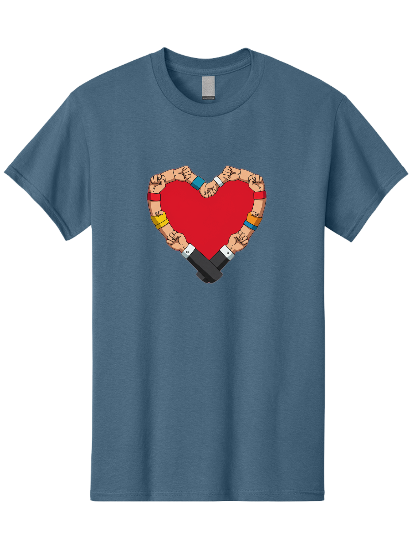 Hands-Forming-Heart-1 Men'S Graphic Tee, 100% Cotton, Comfortable Casual Summer Wear, Machine Washable, Hands Holding Heart, Unity, Solidarity, Social Justice, Human Rights, Love, Community, Togetherness, Diversity, Activism, Empowerment Bac022