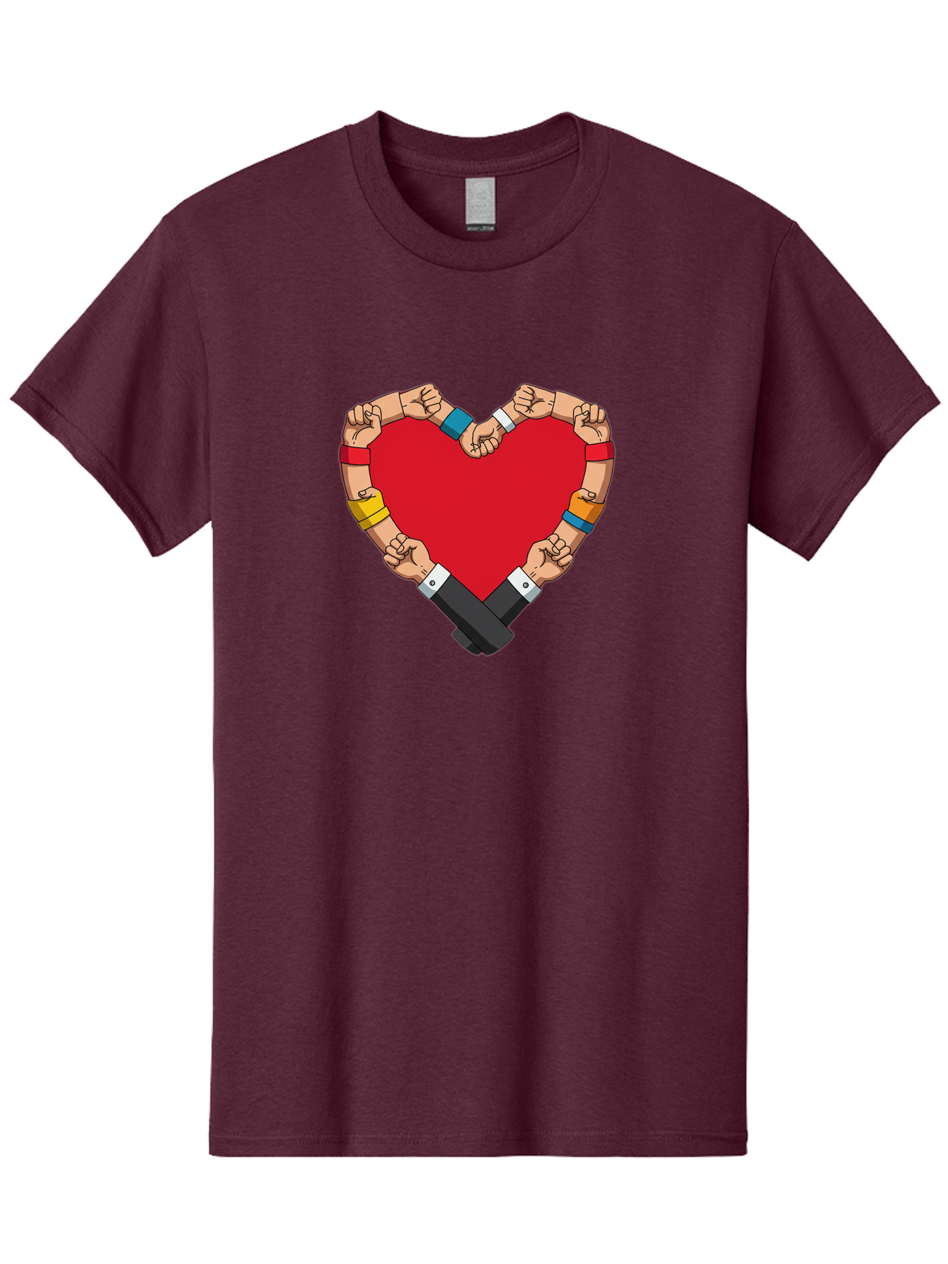 Hands-Forming-Heart-1 Men'S Graphic Tee, 100% Cotton, Comfortable Casual Summer Wear, Machine Washable, Hands Holding Heart, Unity, Solidarity, Social Justice, Human Rights, Love, Community, Togetherness, Diversity, Activism, Empowerment Bac022