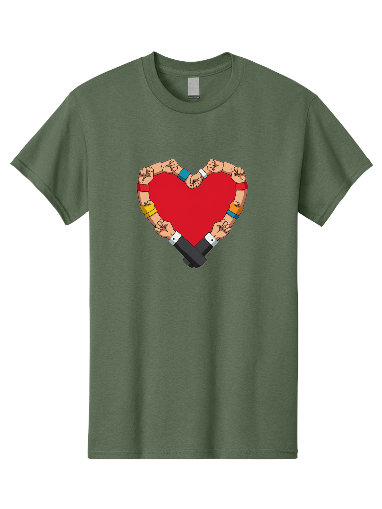 Hands-Forming-Heart-1 Men'S Graphic Tee, 100% Cotton, Comfortable Casual Summer Wear, Machine Washable, Hands Holding Heart, Unity, Solidarity, Social Justice, Human Rights, Love, Community, Togetherness, Diversity, Activism, Empowerment Bac022