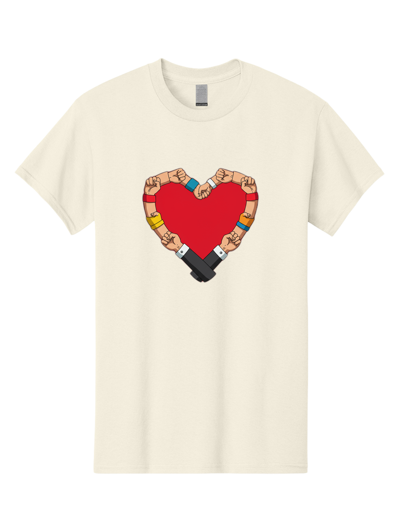 Hands-Forming-Heart-1 Men'S Graphic Tee, 100% Cotton, Comfortable Casual Summer Wear, Machine Washable, Hands Holding Heart, Unity, Solidarity, Social Justice, Human Rights, Love, Community, Togetherness, Diversity, Activism, Empowerment Bac022