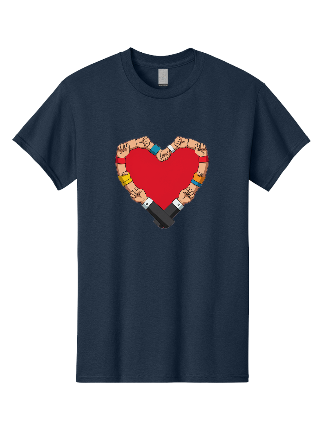 Hands-Forming-Heart-1 Men'S Graphic Tee, 100% Cotton, Comfortable Casual Summer Wear, Machine Washable, Hands Holding Heart, Unity, Solidarity, Social Justice, Human Rights, Love, Community, Togetherness, Diversity, Activism, Empowerment Bac022