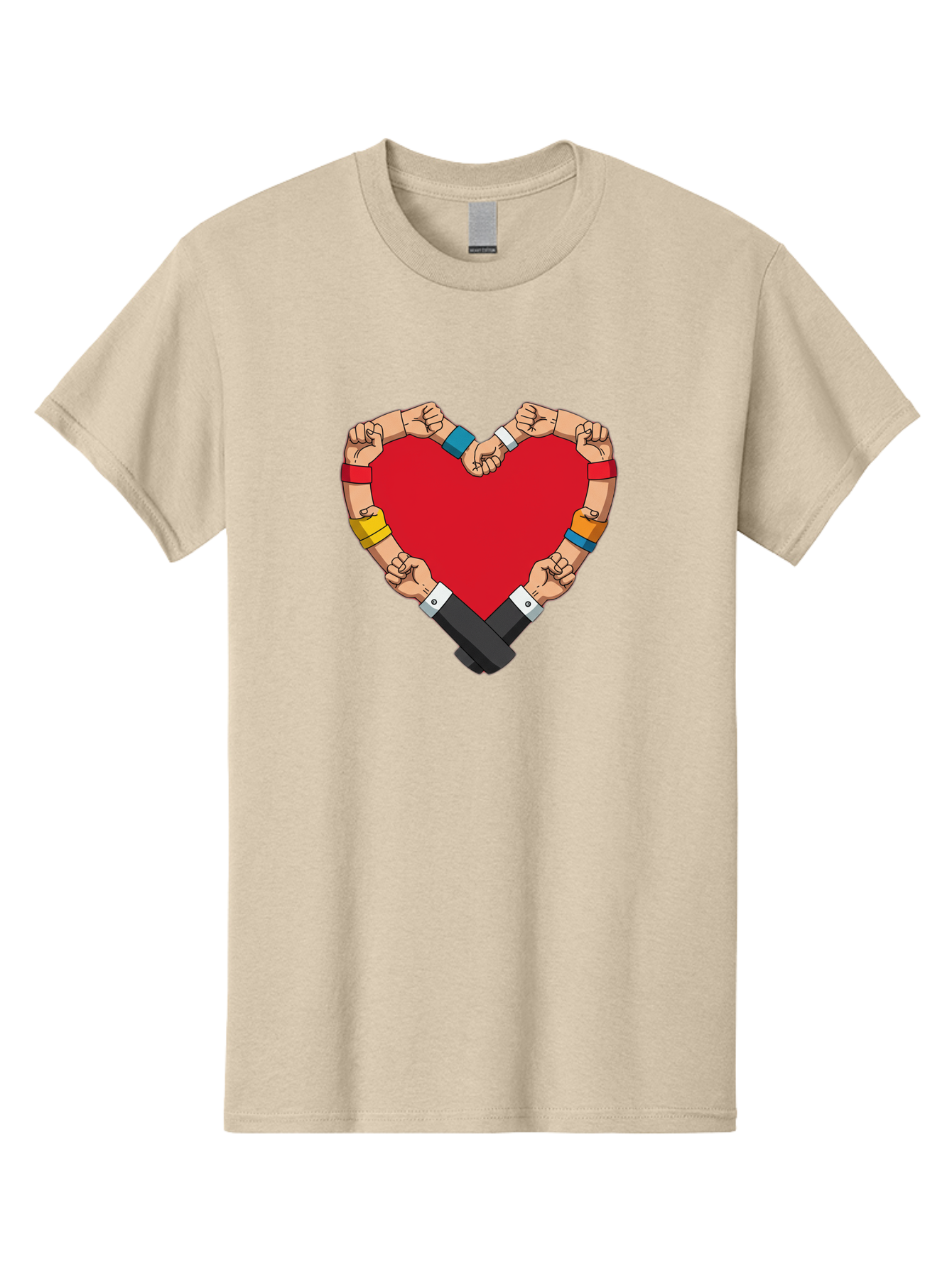 Hands-Forming-Heart-1 Men'S Graphic Tee, 100% Cotton, Comfortable Casual Summer Wear, Machine Washable, Hands Holding Heart, Unity, Solidarity, Social Justice, Human Rights, Love, Community, Togetherness, Diversity, Activism, Empowerment Bac022