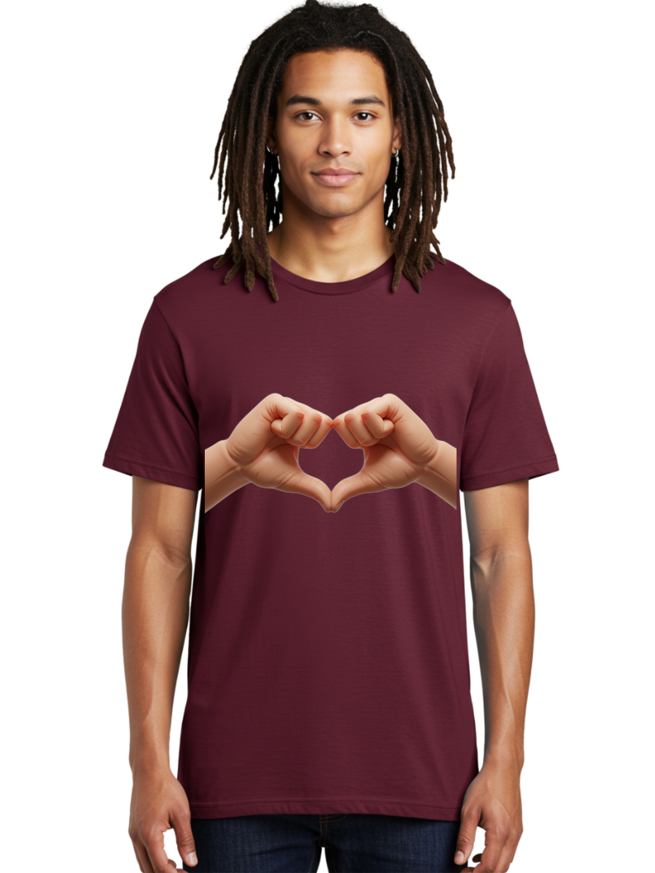 Hands-Forming-Heart-3 Men'S Graphic Tee, 100% Cotton, Comfortable Casual Summer Wear, Machine Washable, Hands Forming Heart Shape, Heart Gesture, Love Symbol, Hand Sign, Affectionate Gesture, Heart Hands, Love Sign Bac024
