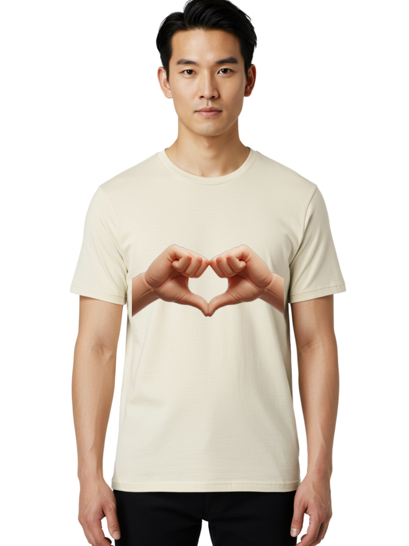Hands-Forming-Heart-3 Men'S Graphic Tee, 100% Cotton, Comfortable Casual Summer Wear, Machine Washable, Hands Forming Heart Shape, Heart Gesture, Love Symbol, Hand Sign, Affectionate Gesture, Heart Hands, Love Sign Bac024