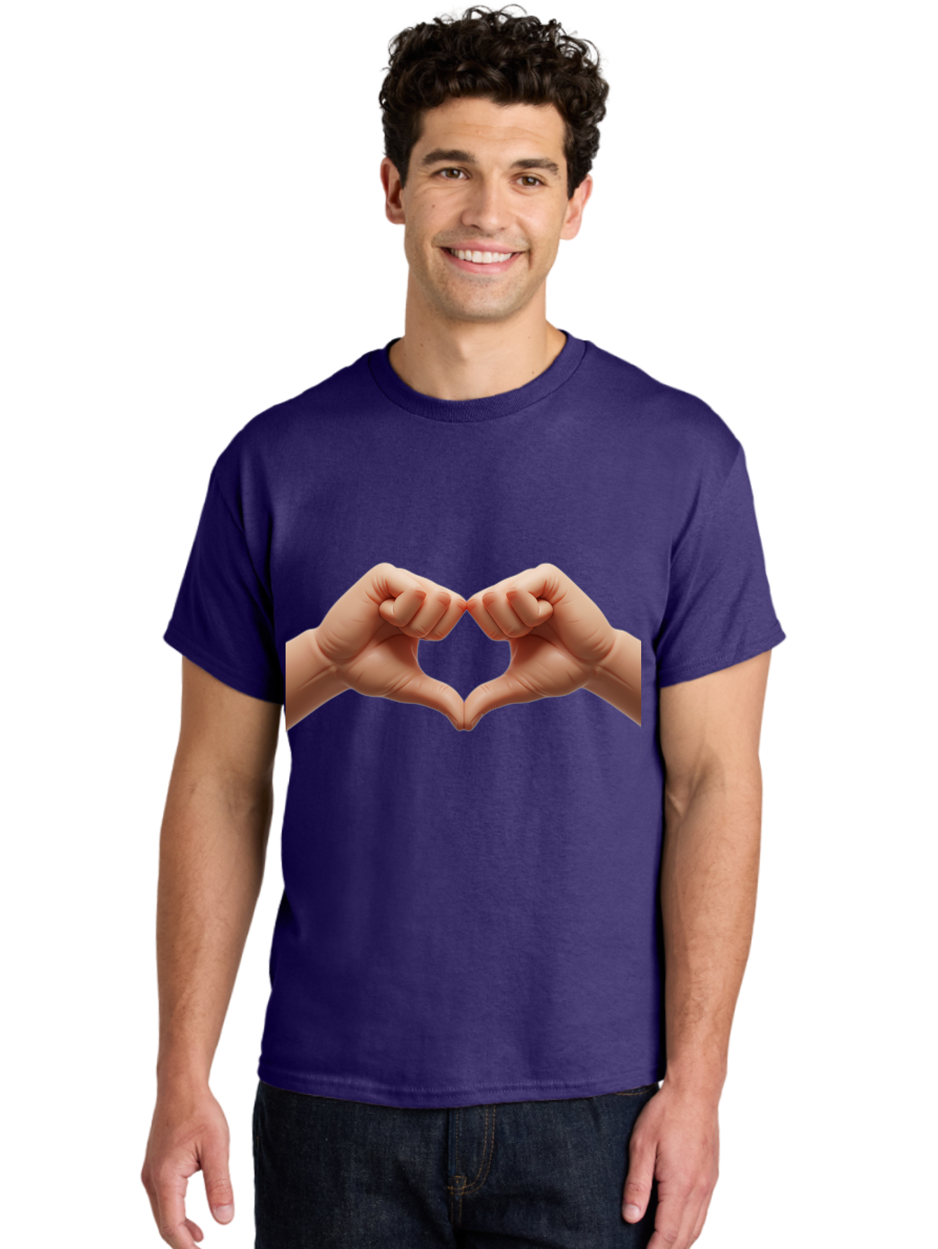 Hands-Forming-Heart-3 Men'S Graphic Tee, 100% Cotton, Comfortable Casual Summer Wear, Machine Washable, Hands Forming Heart Shape, Heart Gesture, Love Symbol, Hand Sign, Affectionate Gesture, Heart Hands, Love Sign Bac024