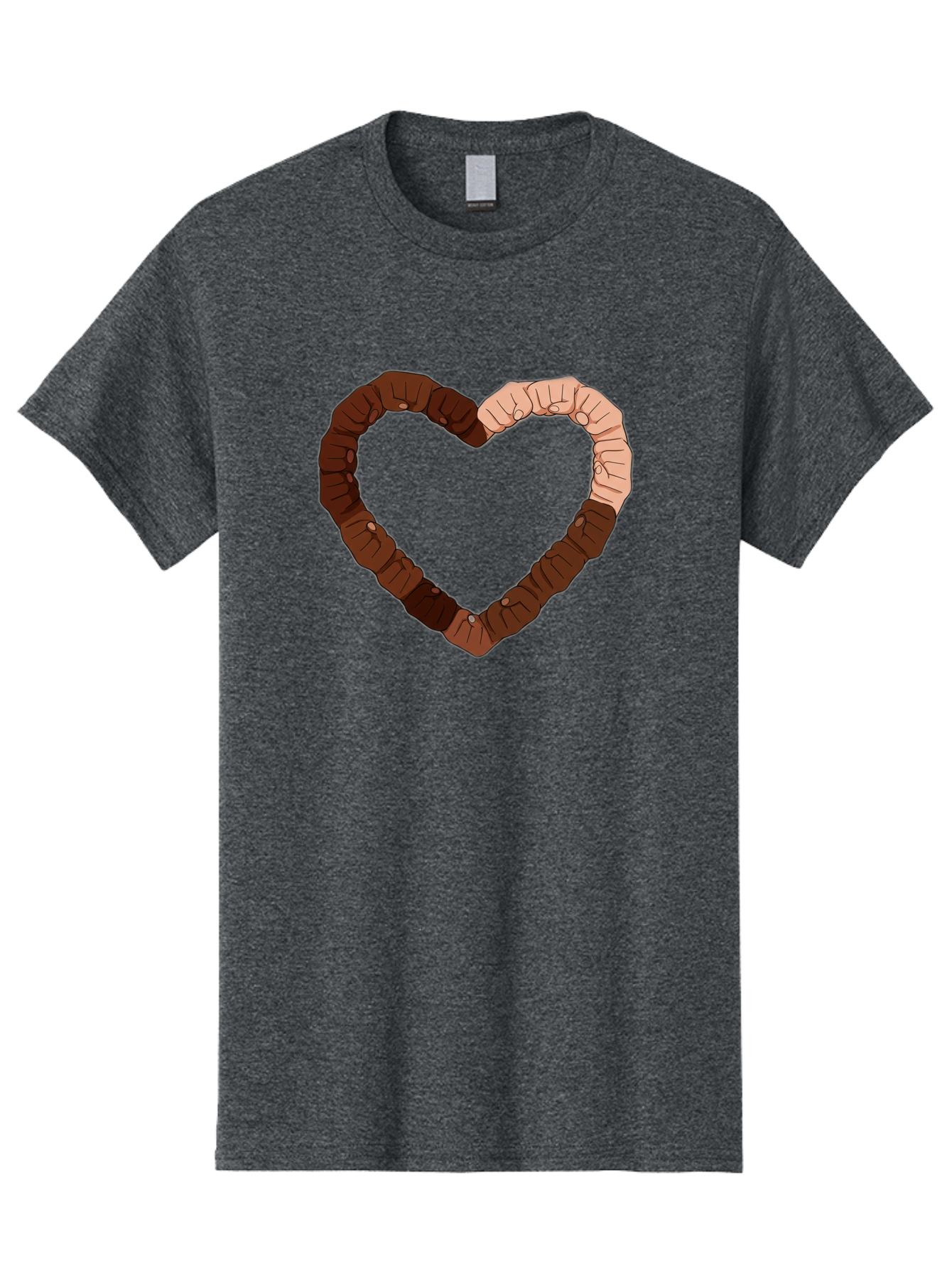 Hands-Forming-Heart Men'S Graphic Tee, 100% Cotton, Comfortable Casual Summer Wear, Machine Washable, Diverse Hands Forming Heart, Unity And Love Symbol, Multicultural Unity, Solidarity, Togetherness, Hand Holding Illustration, Bac027