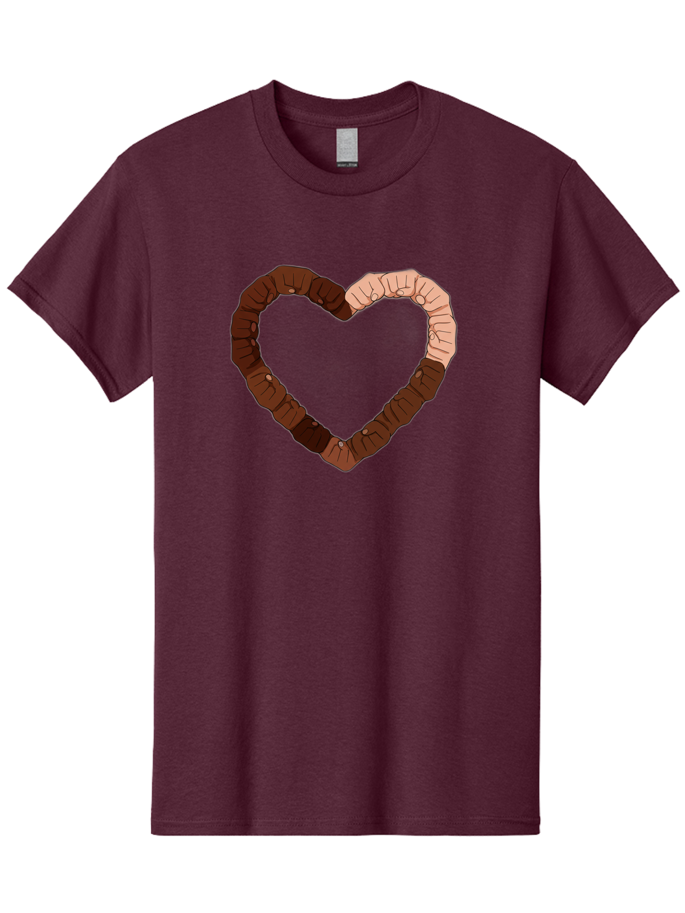 Hands-Forming-Heart Men'S Graphic Tee, 100% Cotton, Comfortable Casual Summer Wear, Machine Washable, Diverse Hands Forming Heart, Unity And Love Symbol, Multicultural Unity, Solidarity, Togetherness, Hand Holding Illustration, Bac027