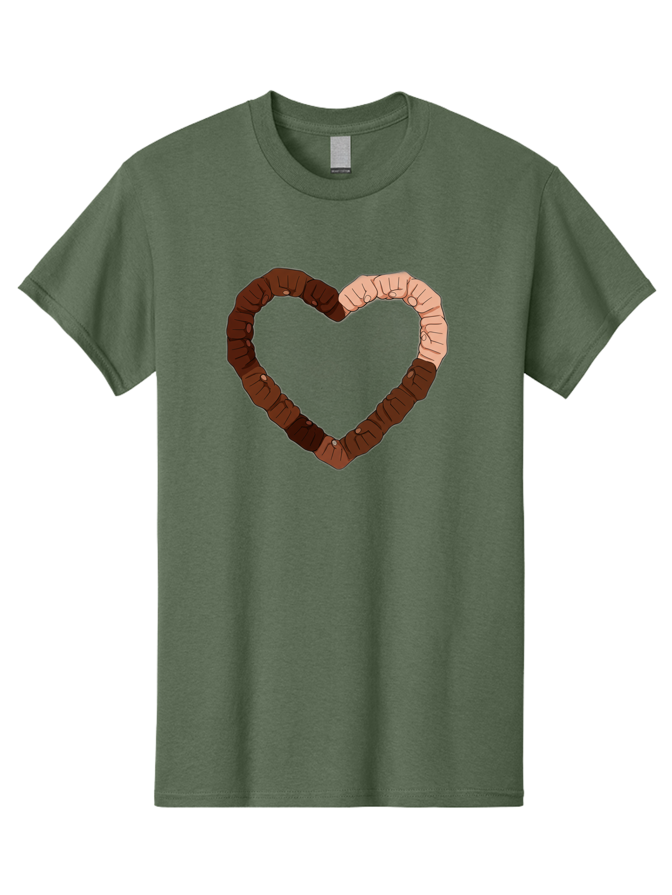 Hands-Forming-Heart Men'S Graphic Tee, 100% Cotton, Comfortable Casual Summer Wear, Machine Washable, Diverse Hands Forming Heart, Unity And Love Symbol, Multicultural Unity, Solidarity, Togetherness, Hand Holding Illustration, Bac027