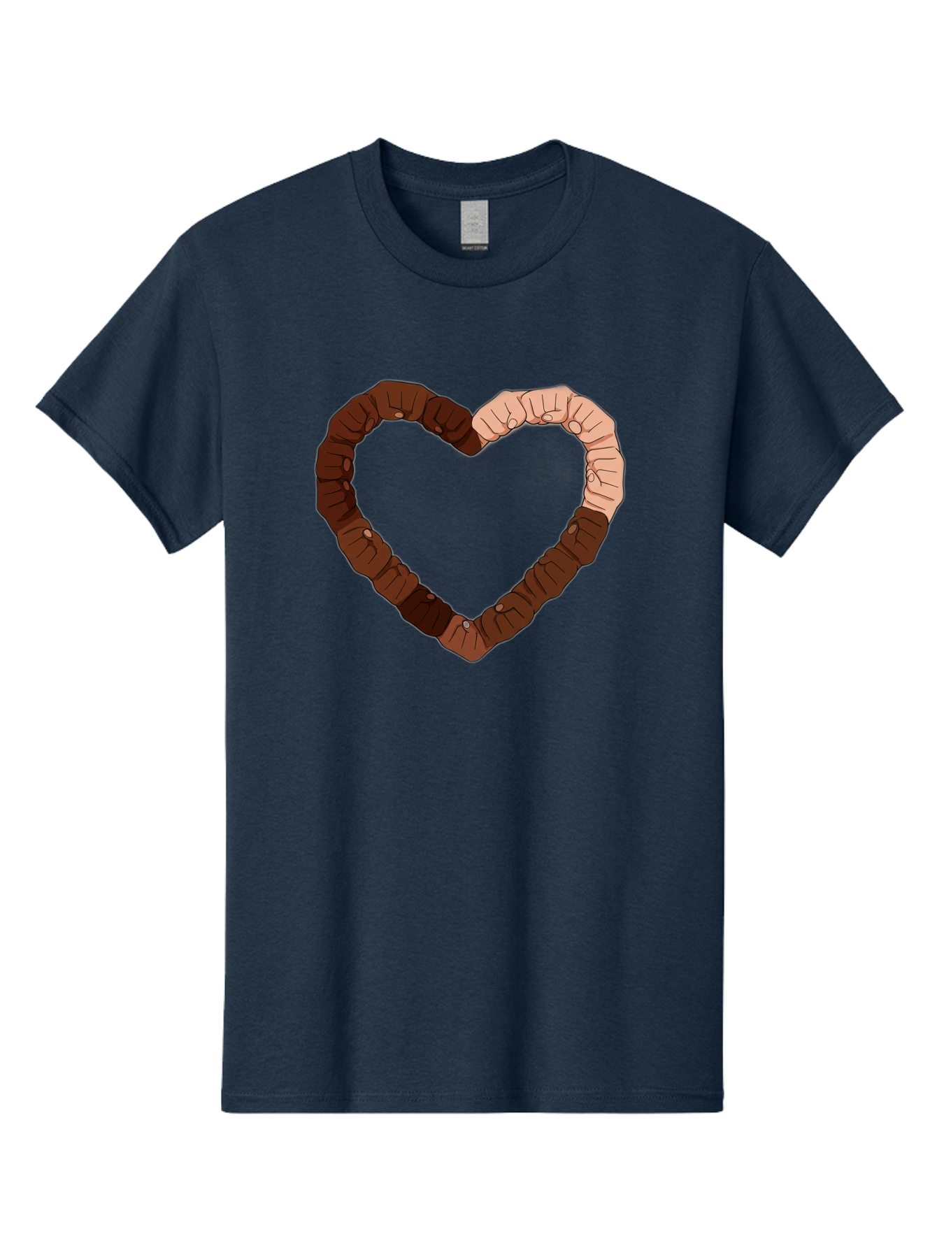 Hands-Forming-Heart Men'S Graphic Tee, 100% Cotton, Comfortable Casual Summer Wear, Machine Washable, Diverse Hands Forming Heart, Unity And Love Symbol, Multicultural Unity, Solidarity, Togetherness, Hand Holding Illustration, Bac027