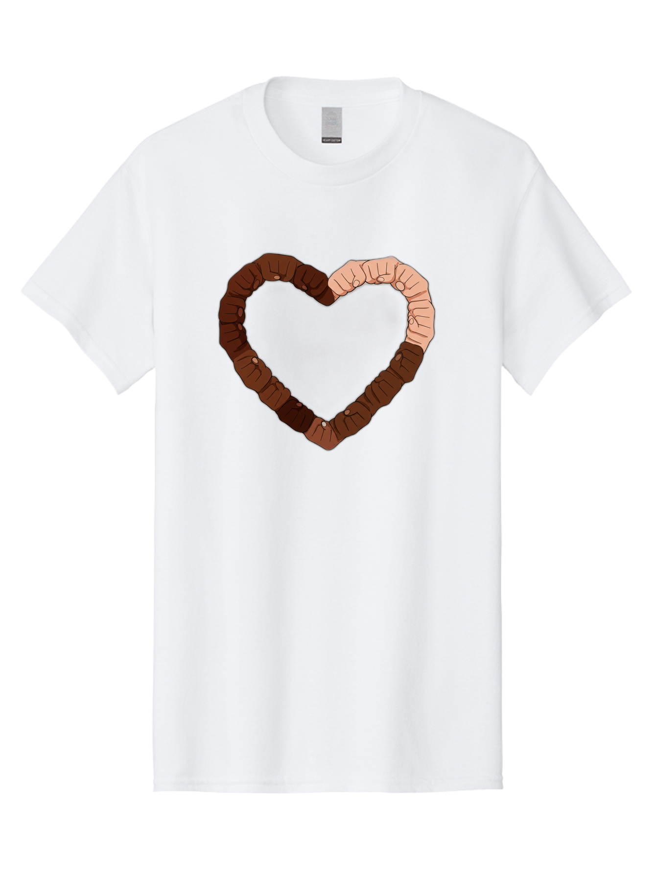 Hands-Forming-Heart Men'S Graphic Tee, 100% Cotton, Comfortable Casual Summer Wear, Machine Washable, Diverse Hands Forming Heart, Unity And Love Symbol, Multicultural Unity, Solidarity, Togetherness, Hand Holding Illustration, Bac027