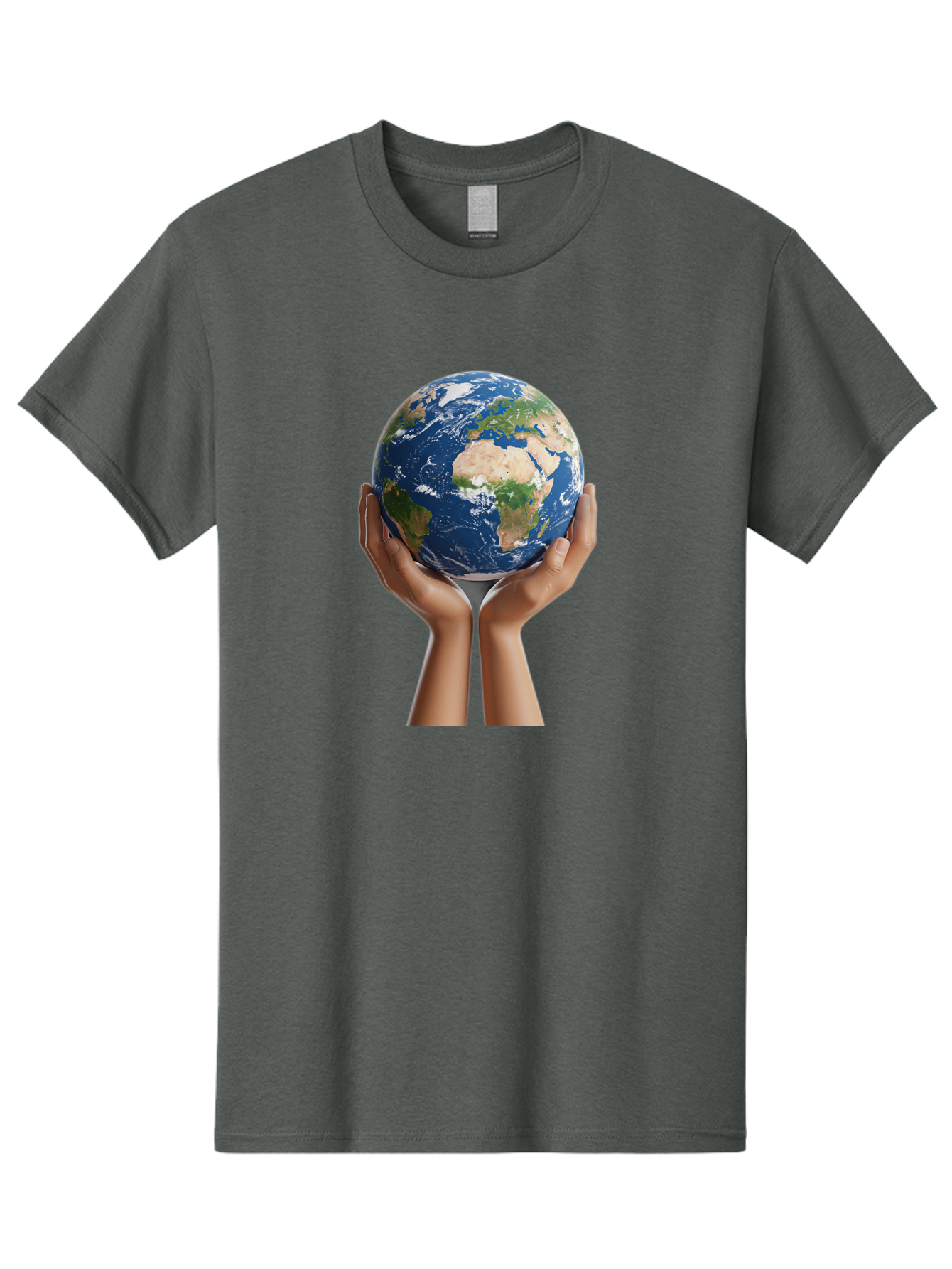 Hands-Holding-Earth Men'S Graphic Tee, 100% Cotton, Comfortable Casual Summer Wear, Machine Washable, Hands Holding The Earth, Global Unity, Environmental Conservation, World Peace, Earth'S Beauty, Human Connection, Global Citizenship, Bac028
