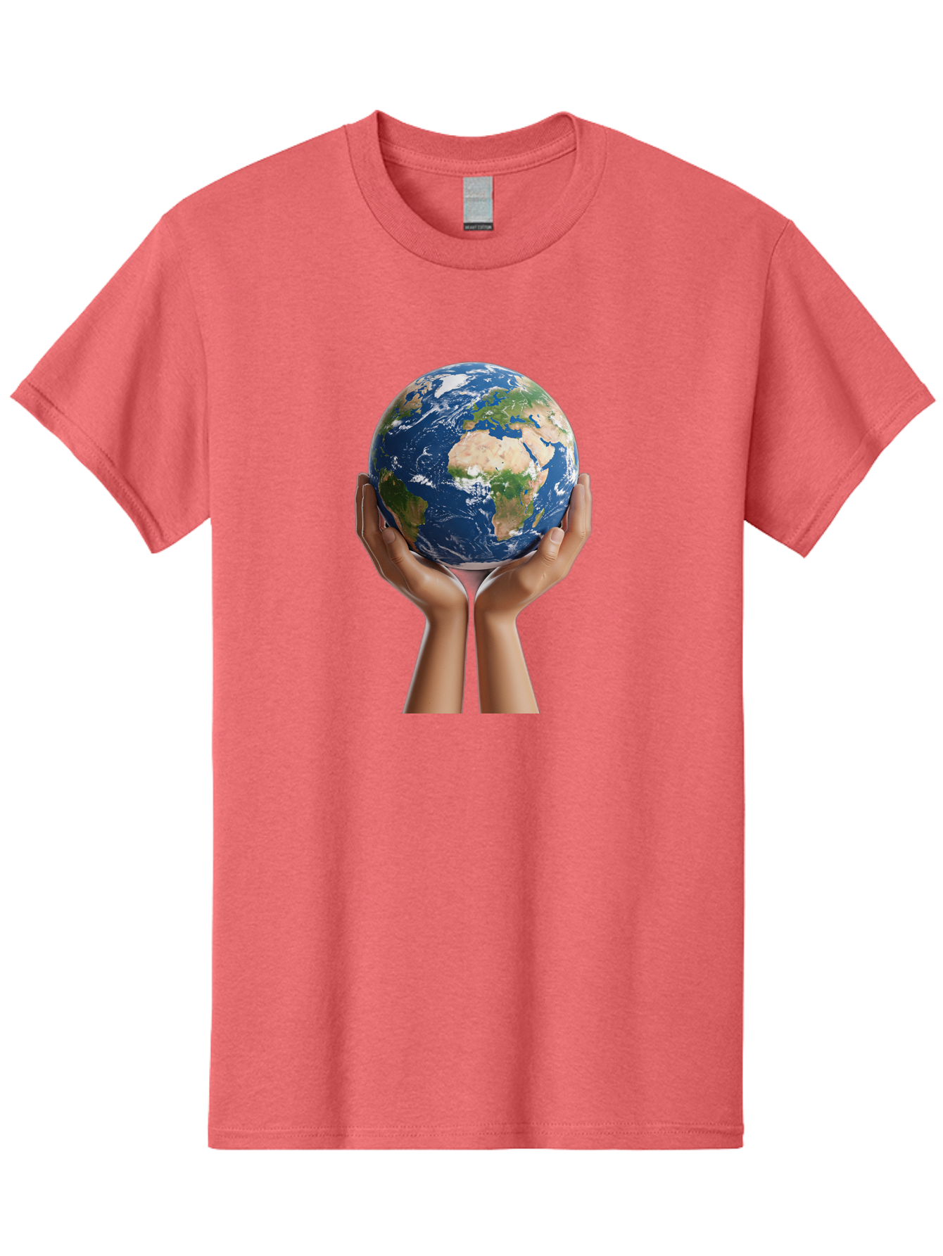 Hands-Holding-Earth Men'S Graphic Tee, 100% Cotton, Comfortable Casual Summer Wear, Machine Washable, Hands Holding The Earth, Global Unity, Environmental Conservation, World Peace, Earth'S Beauty, Human Connection, Global Citizenship, Bac028
