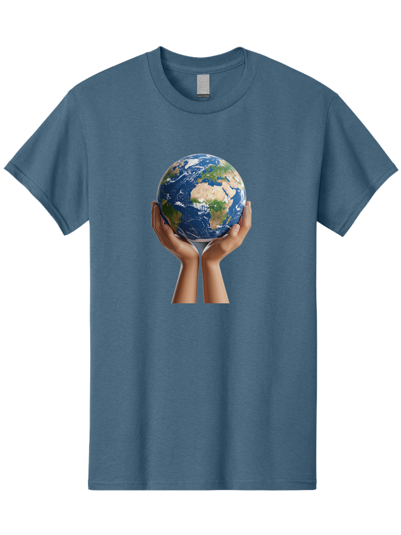 Hands-Holding-Earth Men'S Graphic Tee, 100% Cotton, Comfortable Casual Summer Wear, Machine Washable, Hands Holding The Earth, Global Unity, Environmental Conservation, World Peace, Earth'S Beauty, Human Connection, Global Citizenship, Bac028