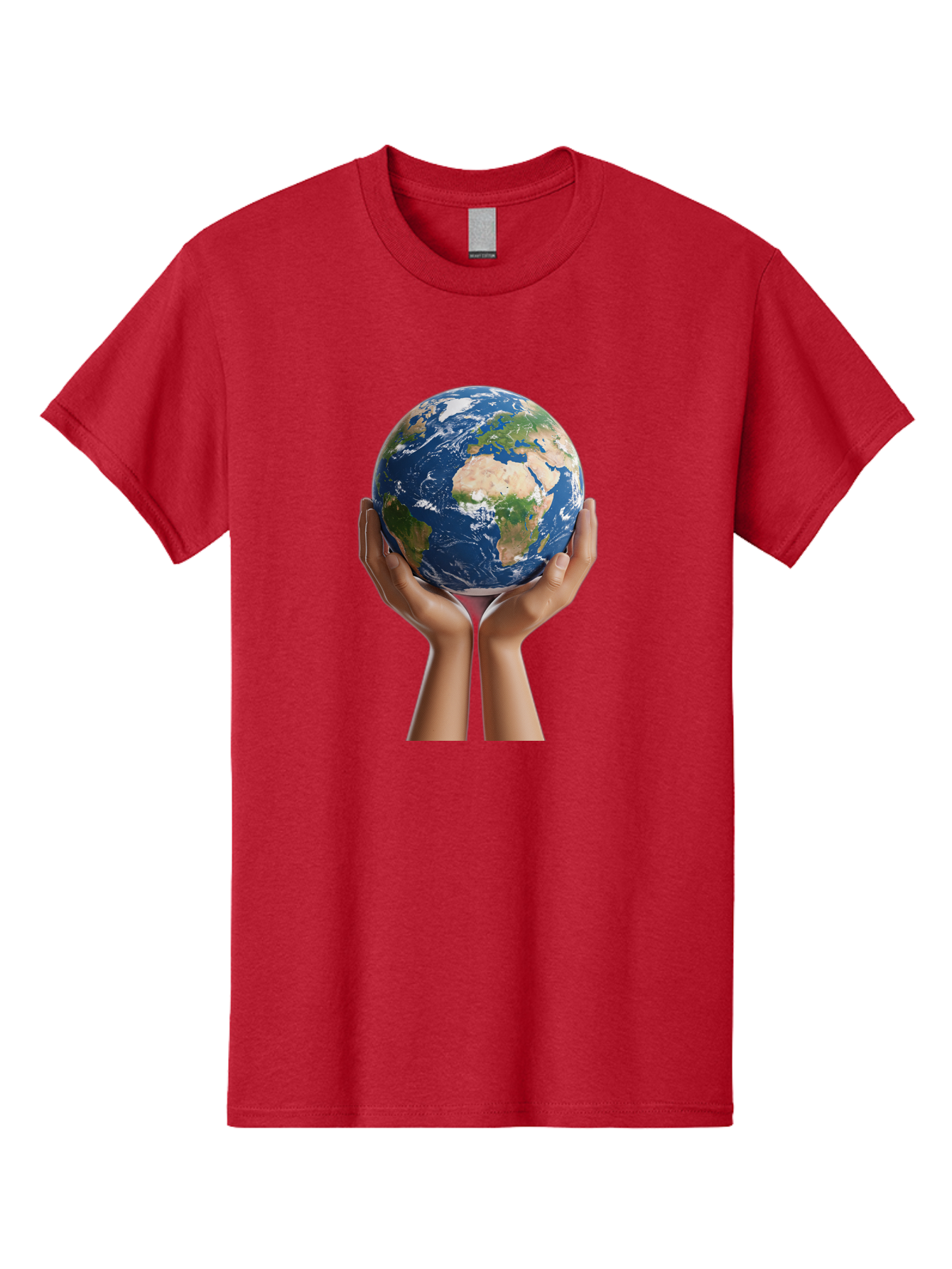 Hands-Holding-Earth Men'S Graphic Tee, 100% Cotton, Comfortable Casual Summer Wear, Machine Washable, Hands Holding The Earth, Global Unity, Environmental Conservation, World Peace, Earth'S Beauty, Human Connection, Global Citizenship, Bac028