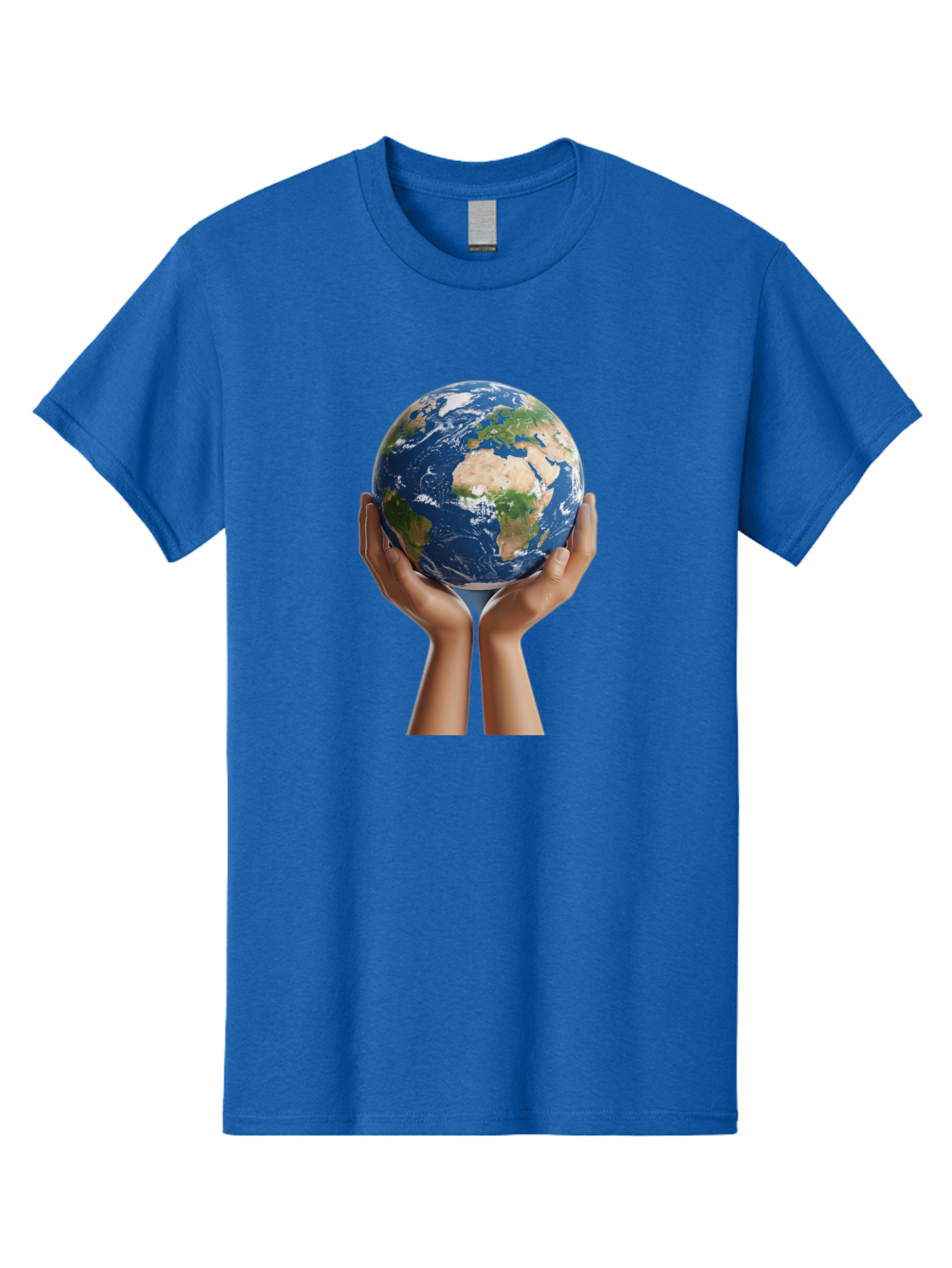Hands-Holding-Earth Men'S Graphic Tee, 100% Cotton, Comfortable Casual Summer Wear, Machine Washable, Hands Holding The Earth, Global Unity, Environmental Conservation, World Peace, Earth'S Beauty, Human Connection, Global Citizenship, Bac028