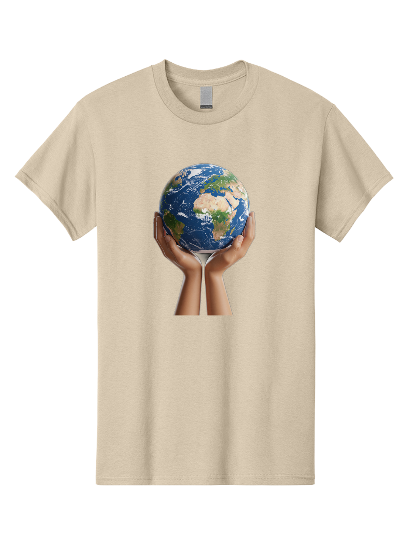 Hands-Holding-Earth Men'S Graphic Tee, 100% Cotton, Comfortable Casual Summer Wear, Machine Washable, Hands Holding The Earth, Global Unity, Environmental Conservation, World Peace, Earth'S Beauty, Human Connection, Global Citizenship, Bac028