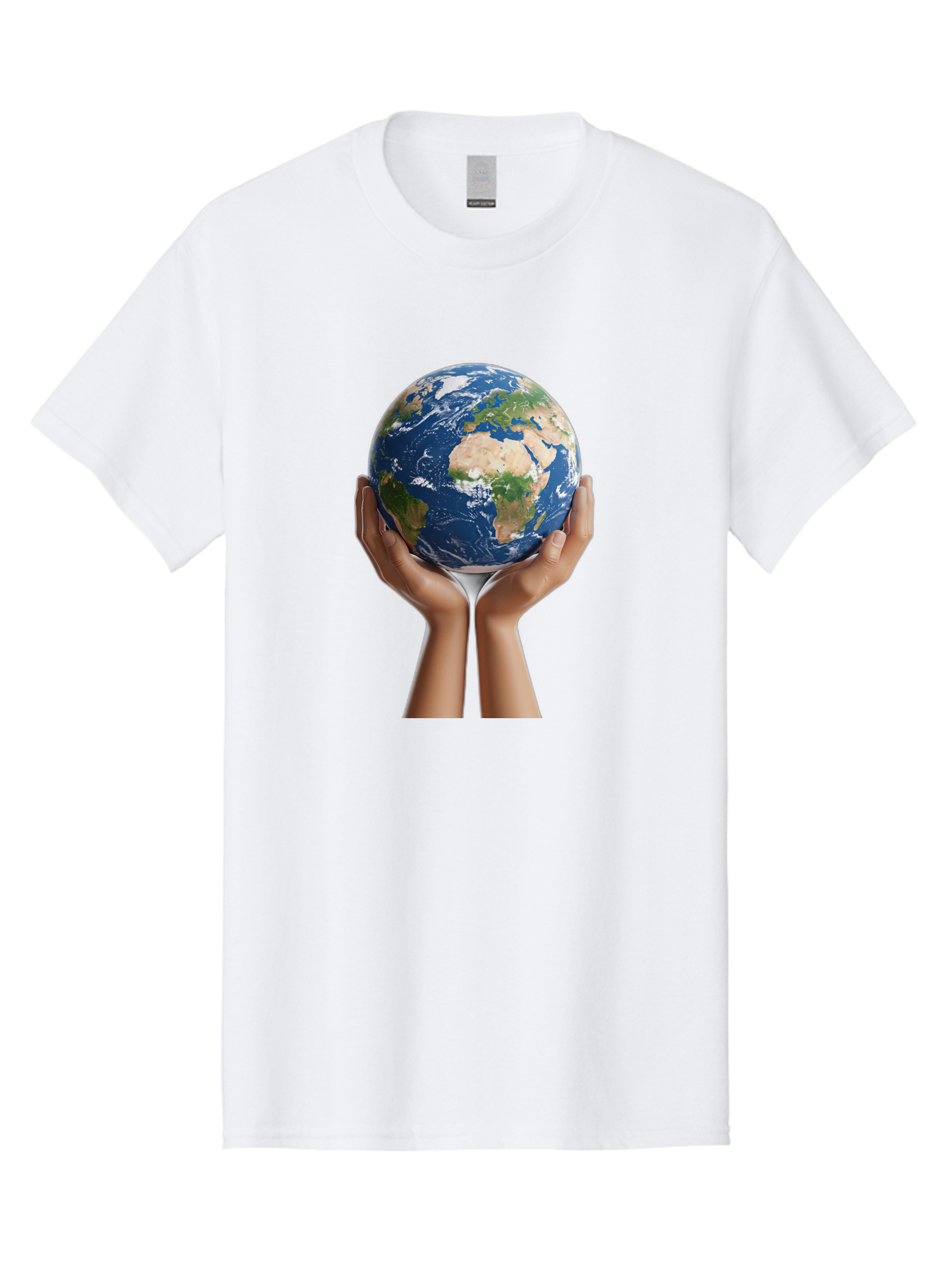 Hands-Holding-Earth Men'S Graphic Tee, 100% Cotton, Comfortable Casual Summer Wear, Machine Washable, Hands Holding The Earth, Global Unity, Environmental Conservation, World Peace, Earth'S Beauty, Human Connection, Global Citizenship, Bac028