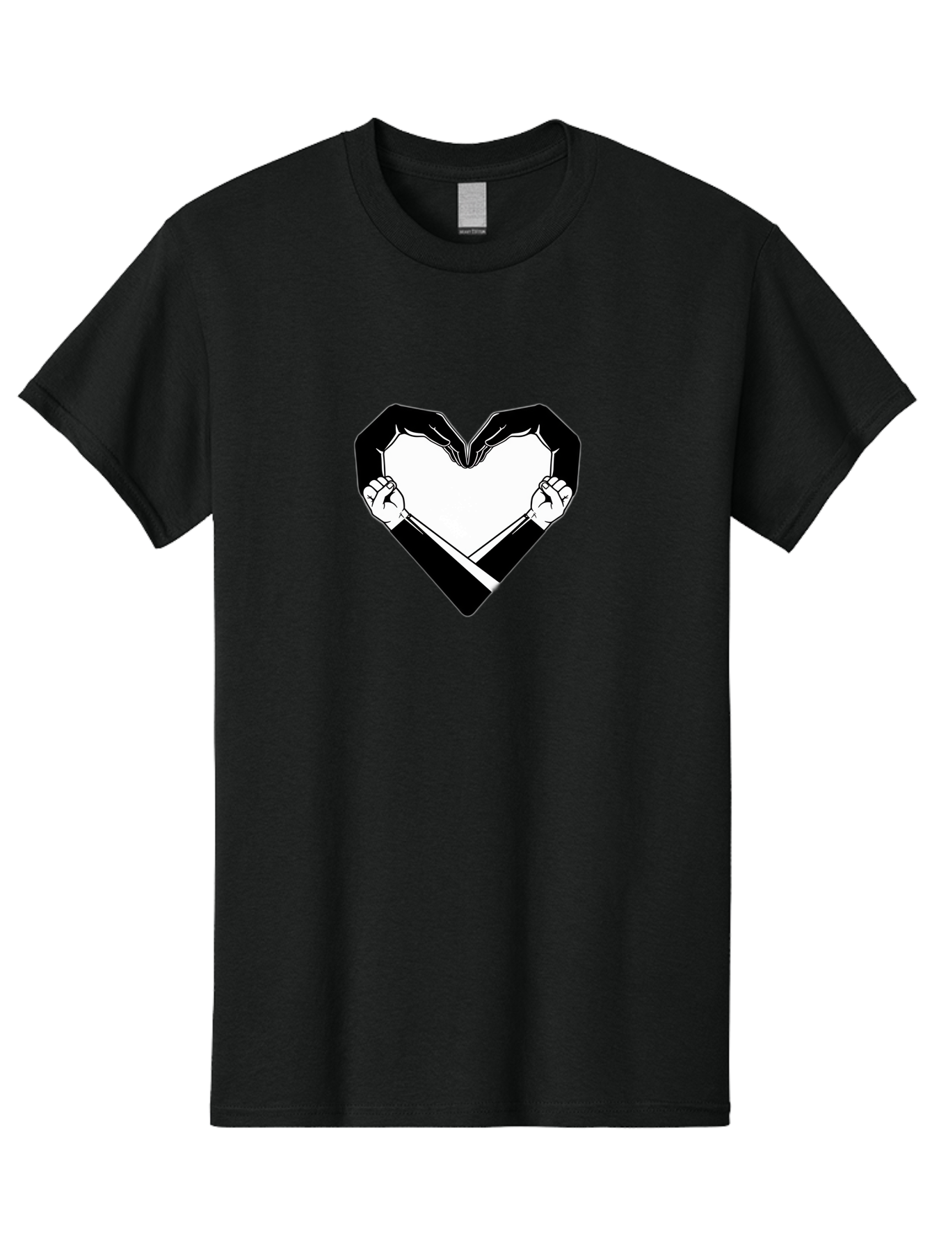 Hands-Holding-Heart Men'S Graphic Tee, 100% Cotton, Comfortable Casual Summer Wear, Machine Washable, Hands Holding Heart, Heart Shape, Black And White Graphic, Symbolic Illustration, Love Symbol, Heart Sign, Clenched Fists, Artistic Design, Bac029