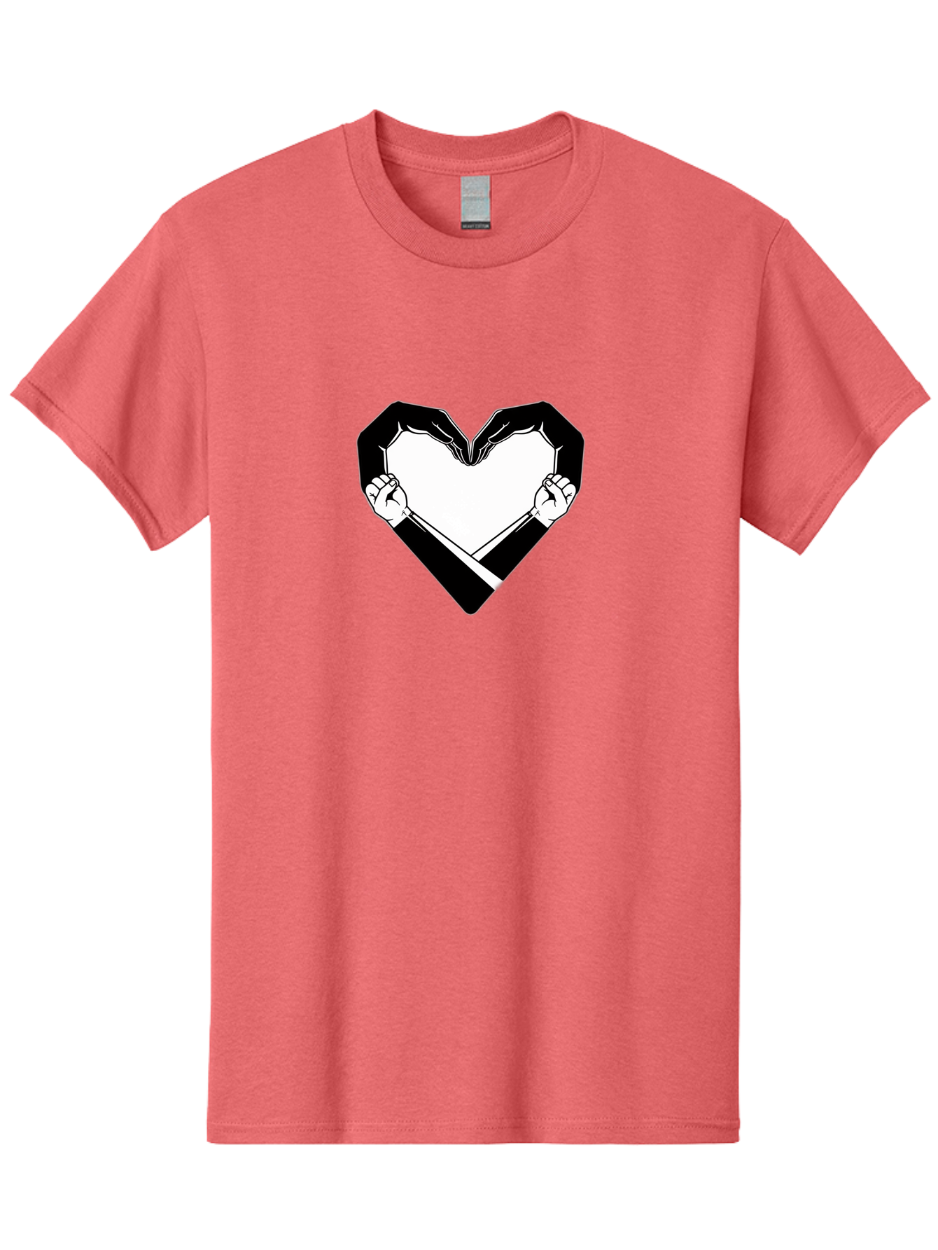 Hands-Holding-Heart Men'S Graphic Tee, 100% Cotton, Comfortable Casual Summer Wear, Machine Washable, Hands Holding Heart, Heart Shape, Black And White Graphic, Symbolic Illustration, Love Symbol, Heart Sign, Clenched Fists, Artistic Design, Bac029
