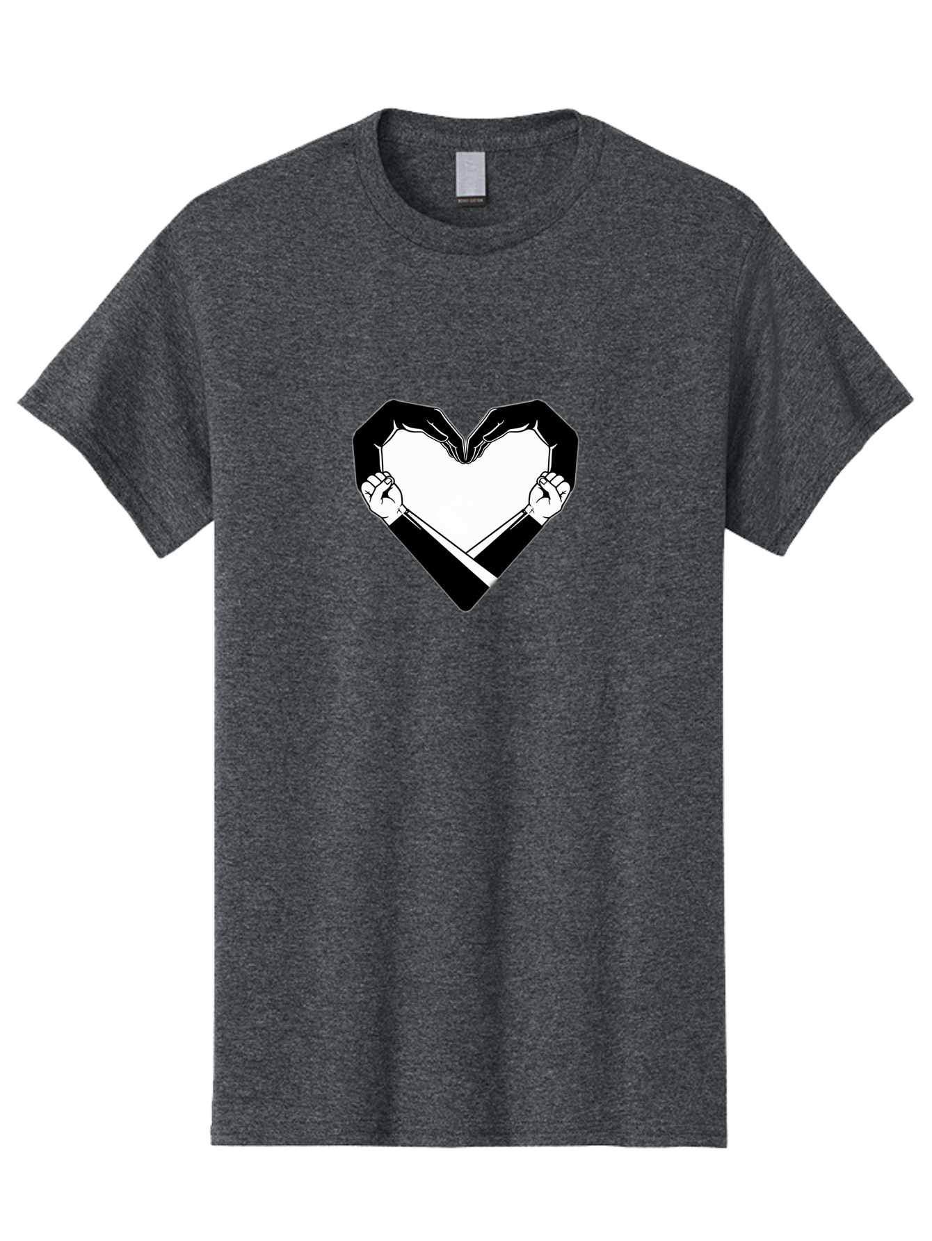 Hands-Holding-Heart Men'S Graphic Tee, 100% Cotton, Comfortable Casual Summer Wear, Machine Washable, Hands Holding Heart, Heart Shape, Black And White Graphic, Symbolic Illustration, Love Symbol, Heart Sign, Clenched Fists, Artistic Design, Bac029