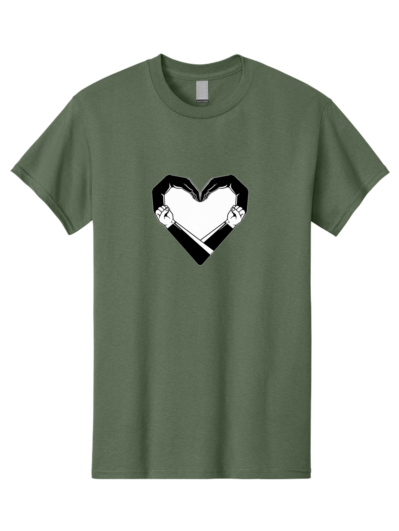 Hands-Holding-Heart Men'S Graphic Tee, 100% Cotton, Comfortable Casual Summer Wear, Machine Washable, Hands Holding Heart, Heart Shape, Black And White Graphic, Symbolic Illustration, Love Symbol, Heart Sign, Clenched Fists, Artistic Design, Bac029