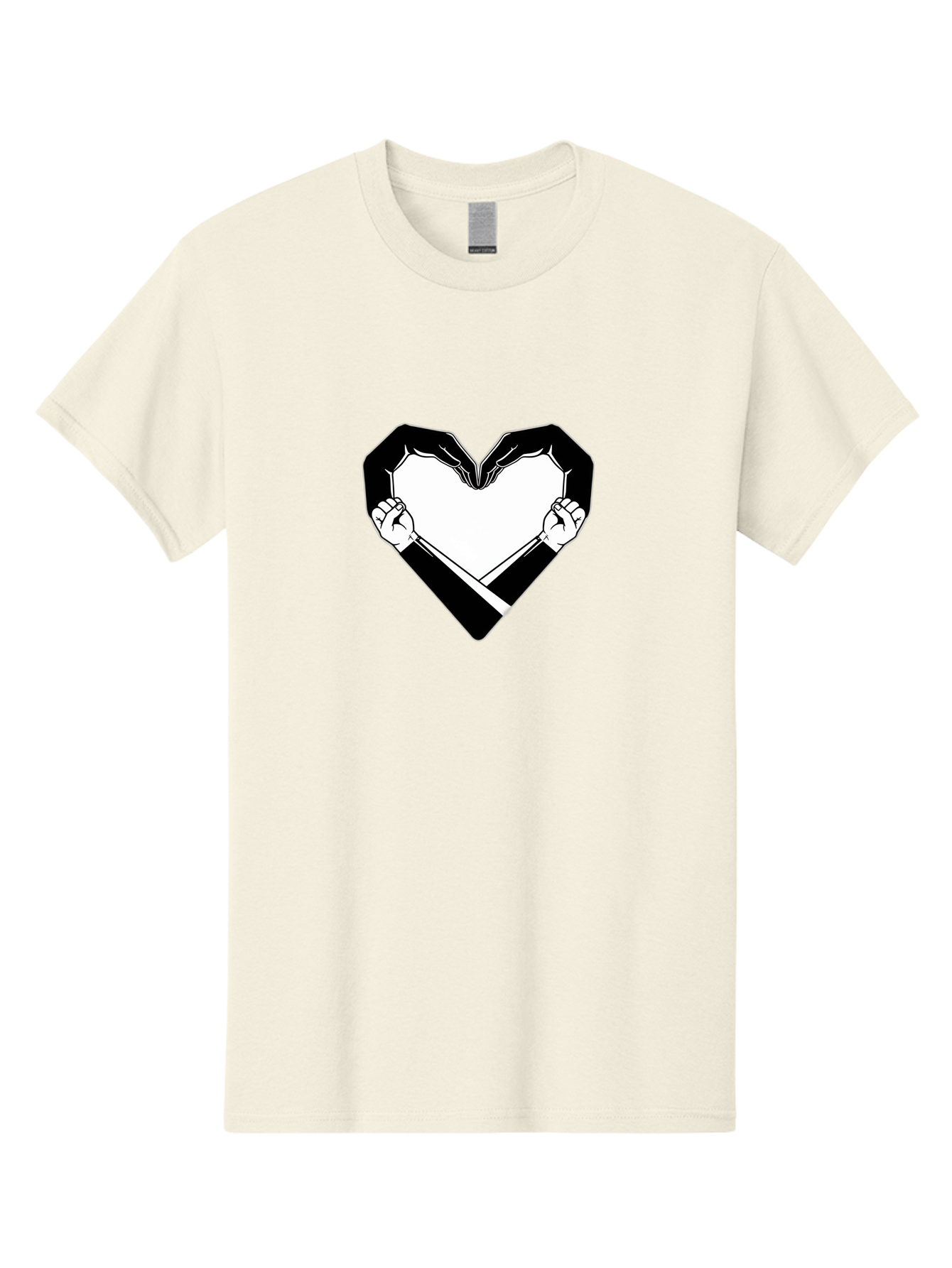 Hands-Holding-Heart Men'S Graphic Tee, 100% Cotton, Comfortable Casual Summer Wear, Machine Washable, Hands Holding Heart, Heart Shape, Black And White Graphic, Symbolic Illustration, Love Symbol, Heart Sign, Clenched Fists, Artistic Design, Bac029