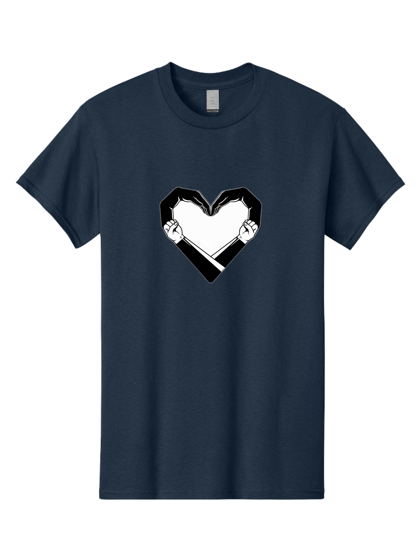 Hands-Holding-Heart Men'S Graphic Tee, 100% Cotton, Comfortable Casual Summer Wear, Machine Washable, Hands Holding Heart, Heart Shape, Black And White Graphic, Symbolic Illustration, Love Symbol, Heart Sign, Clenched Fists, Artistic Design, Bac029