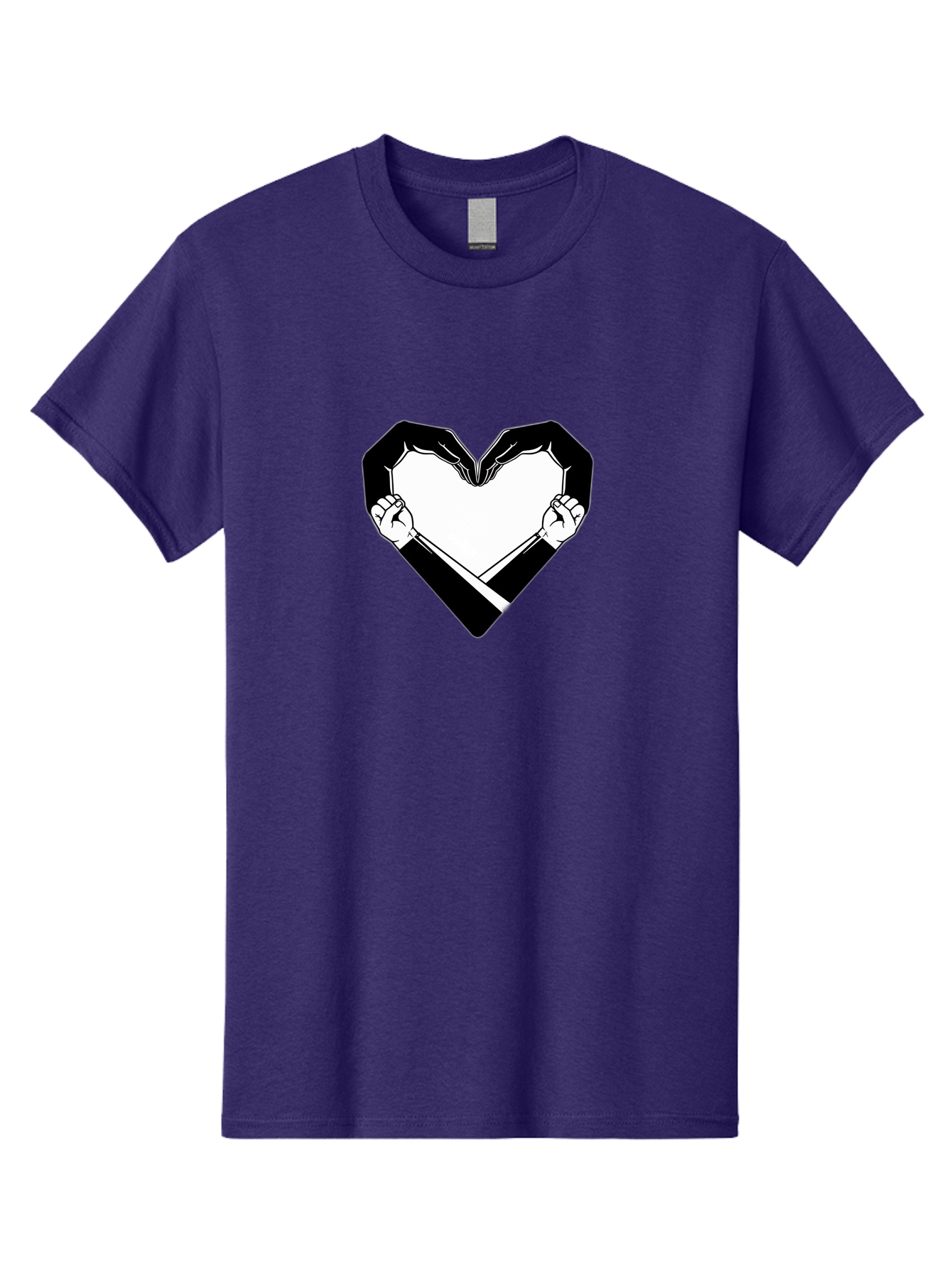 Hands-Holding-Heart Men'S Graphic Tee, 100% Cotton, Comfortable Casual Summer Wear, Machine Washable, Hands Holding Heart, Heart Shape, Black And White Graphic, Symbolic Illustration, Love Symbol, Heart Sign, Clenched Fists, Artistic Design, Bac029