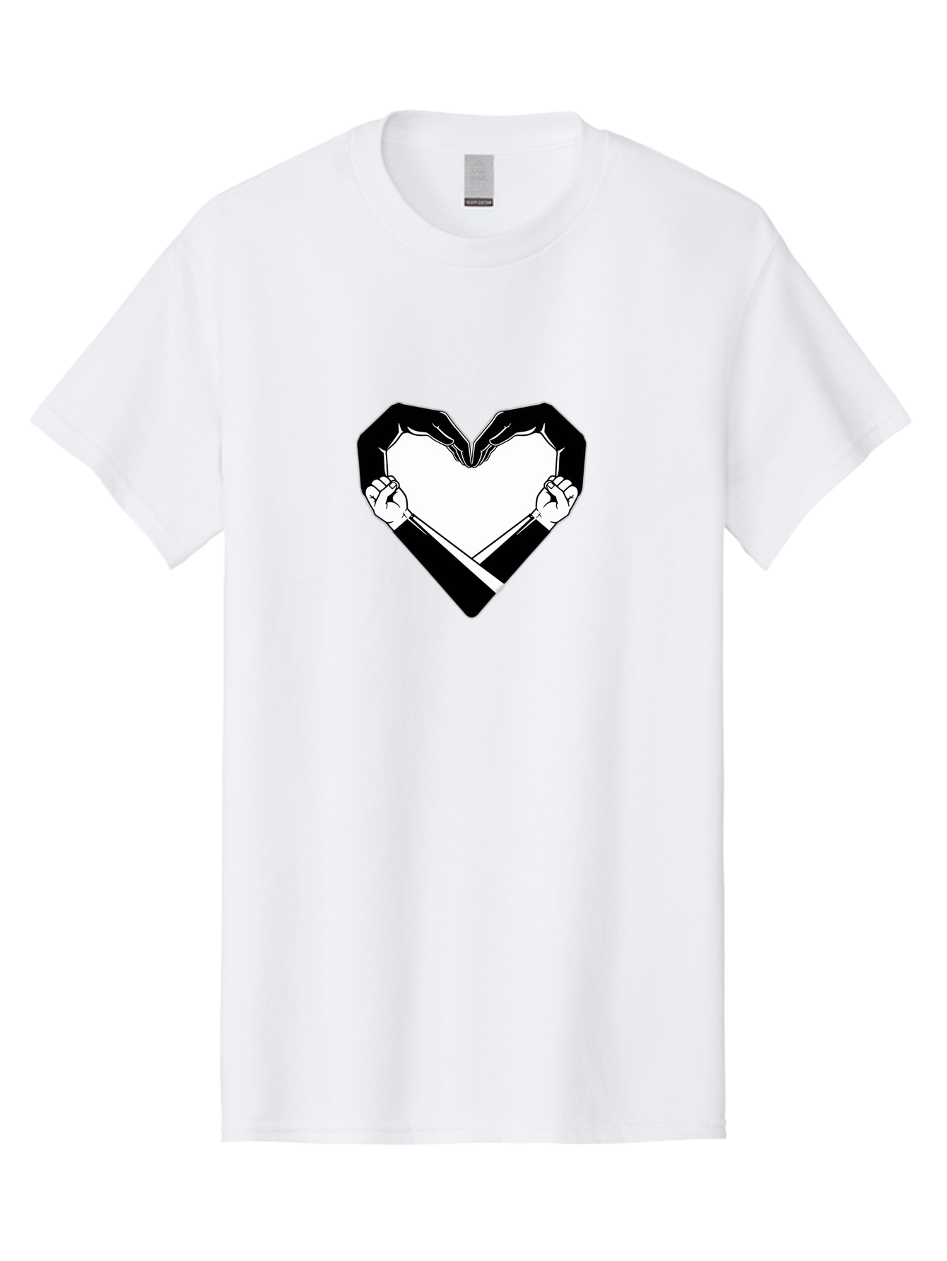 Hands-Holding-Heart Men'S Graphic Tee, 100% Cotton, Comfortable Casual Summer Wear, Machine Washable, Hands Holding Heart, Heart Shape, Black And White Graphic, Symbolic Illustration, Love Symbol, Heart Sign, Clenched Fists, Artistic Design, Bac029