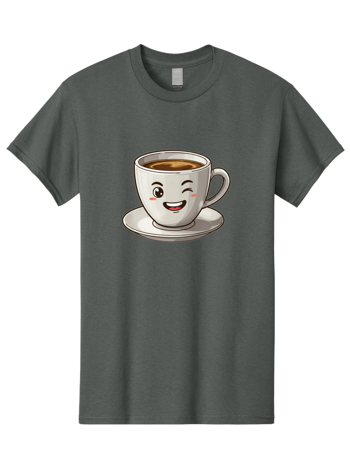 Happy-Coffee-Cup Men'S Graphic Tee, 100% Cotton, Comfortable Casual Summer Wear, Machine Washable, Cup Of Coffee, Cartoon Coffee, Smiling Coffee, Happy Face, Winking Coffee, Coffee Break, Morning Coffee, Coffee Time, Caffeinated Delight, Bac031