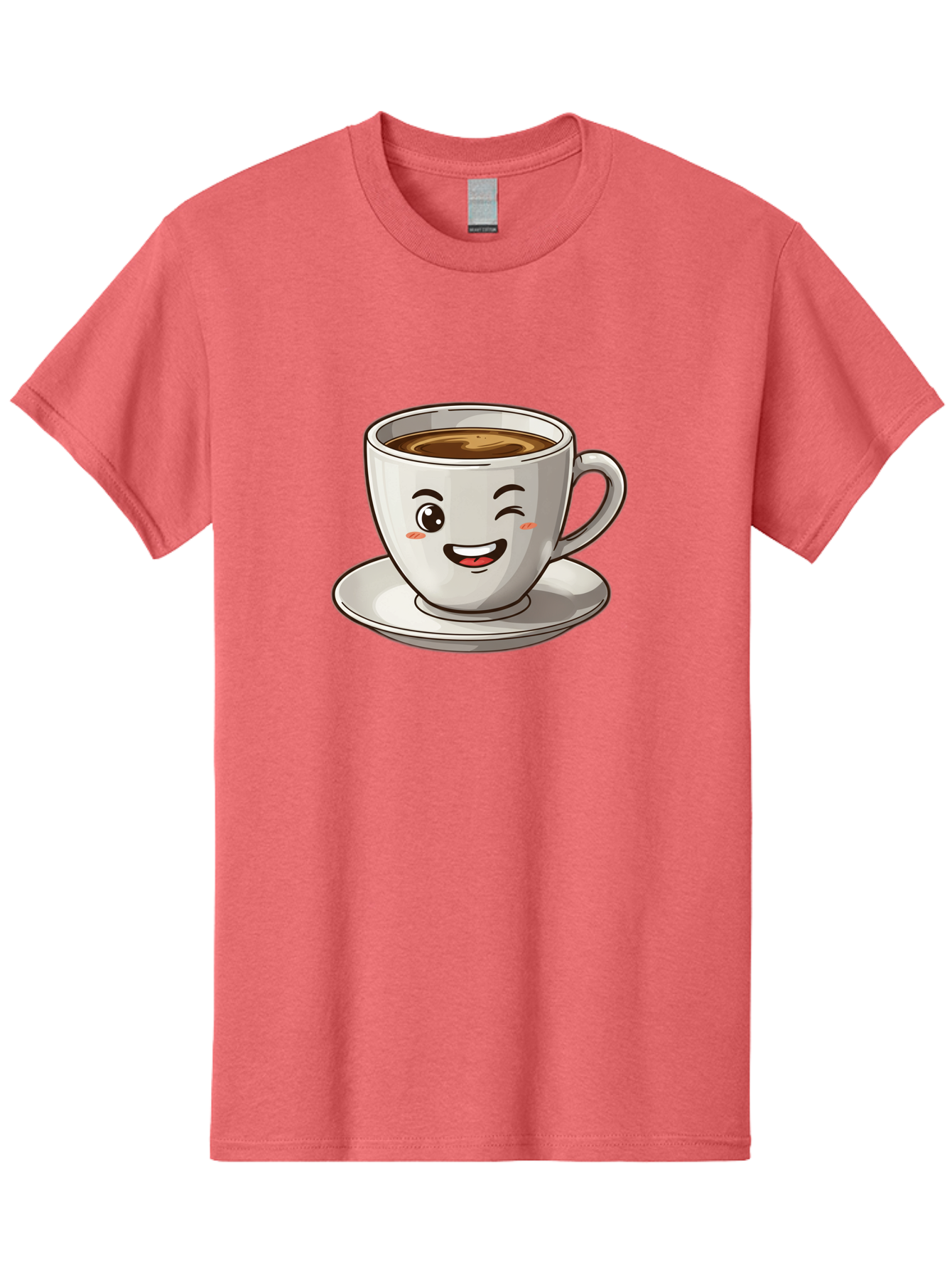 Happy-Coffee-Cup Men'S Graphic Tee, 100% Cotton, Comfortable Casual Summer Wear, Machine Washable, Cup Of Coffee, Cartoon Coffee, Smiling Coffee, Happy Face, Winking Coffee, Coffee Break, Morning Coffee, Coffee Time, Caffeinated Delight, Bac031
