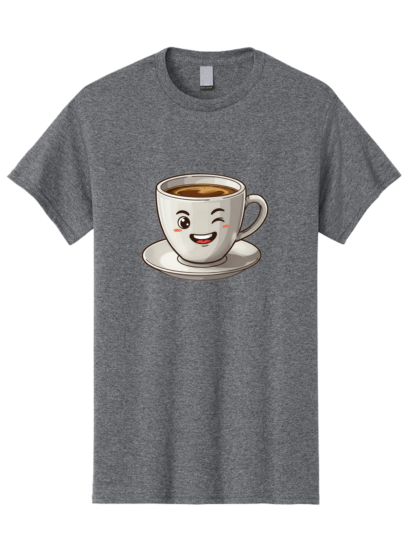 Happy-Coffee-Cup Men'S Graphic Tee, 100% Cotton, Comfortable Casual Summer Wear, Machine Washable, Cup Of Coffee, Cartoon Coffee, Smiling Coffee, Happy Face, Winking Coffee, Coffee Break, Morning Coffee, Coffee Time, Caffeinated Delight, Bac031